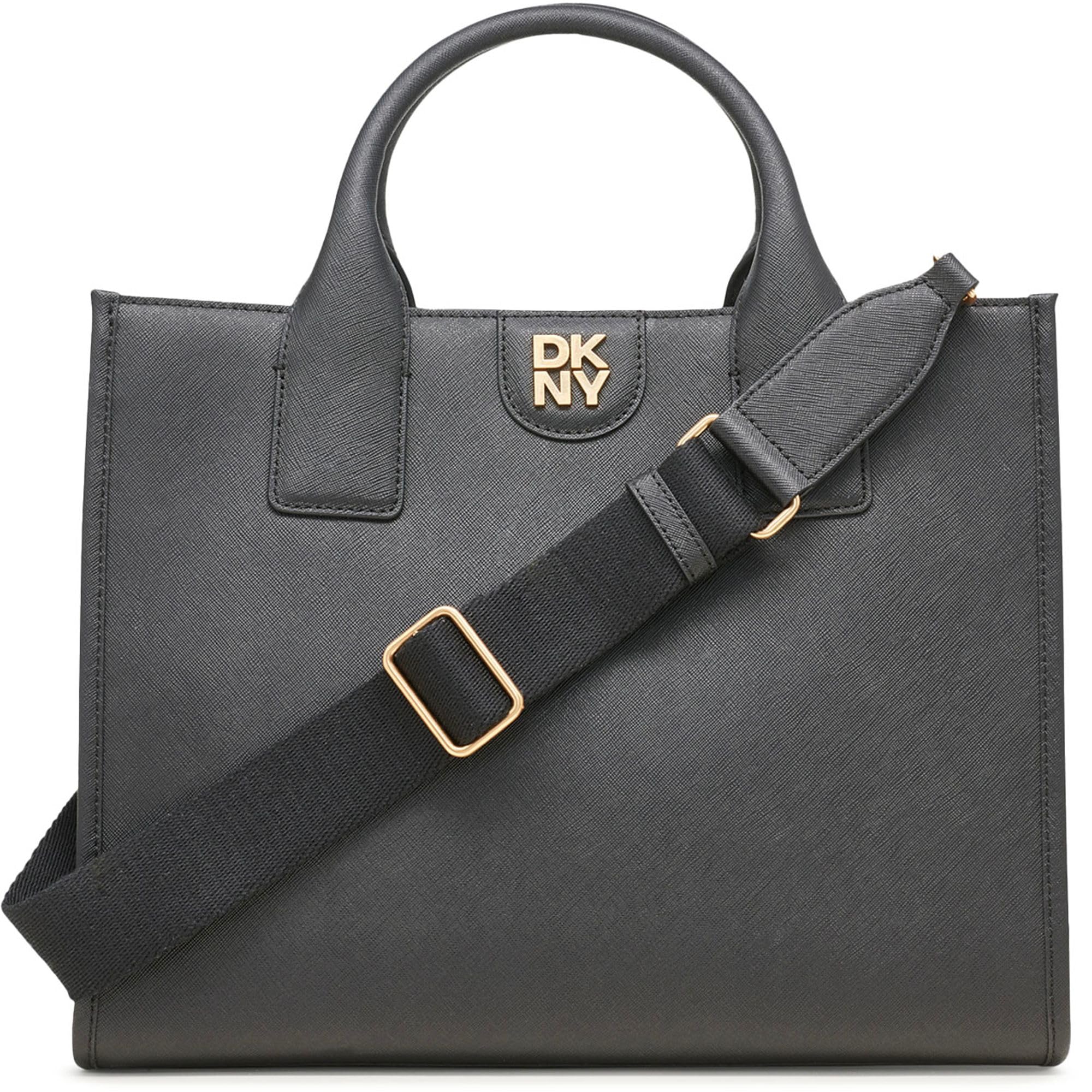 DKNY Womens Carol Md Tote Tote Bag, BLACK/GOLD, One Size, Tote Bag