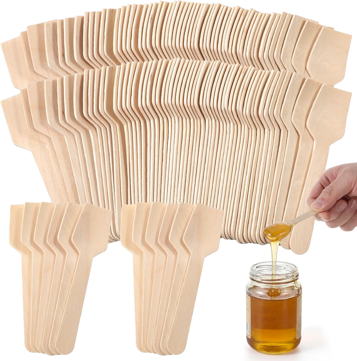 SHENLIU 1000Pcs Wooden Ice Cream Sample Spoons Bulk Disposable Honey Gelato Tasting Sticks Cutlery Mini Wood Chocolate Hot Cocoa Essential Small Wedding Dessert Spoon for Eating Sampling 3.75 inch