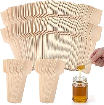 SHENLIU 1000Pcs Wooden Ice Cream Sample Spoons Bulk Disposable Honey Gelato Tasting Sticks Cutlery Mini Wood Chocolate Hot Cocoa Essential Small Wedding Dessert Spoon for Eating Sampling 3.75 inch