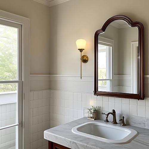 Miniatura 2 de Pathson Modern Wall Sconce Light with Milk White Glass, Hardwired Bathroom Wall Vanity Lamp, Mid-Century Rustic Decor for Living Room Bedroom