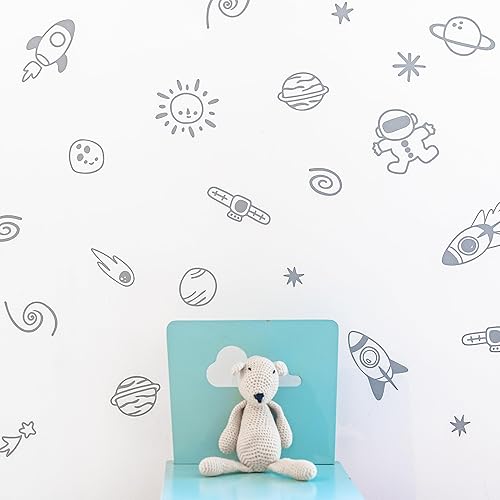 Miniatura 3 de Calcomanías de pared Space Galaxy para niños, habitación de bebé, cuarto de bebé y sala de estar. 40 unidades calcomanías adhesivas de vinilo para