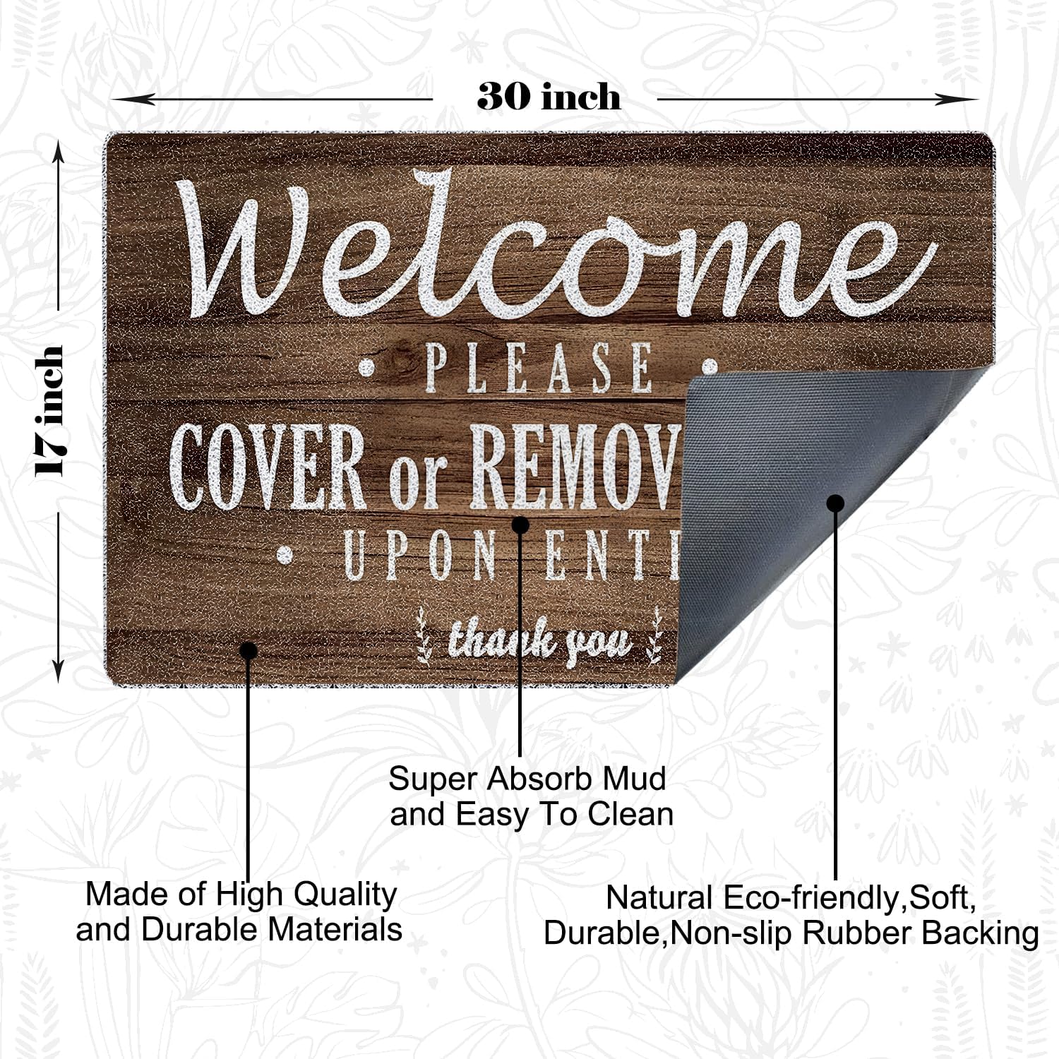 Please Cover or Remove Your Shoes Door Mat, Funny Welcome Mats Doormats Outside, Shoes Off Doormats for Front Door Outdoor Outside Entrance Porch, 17x30 Inches
