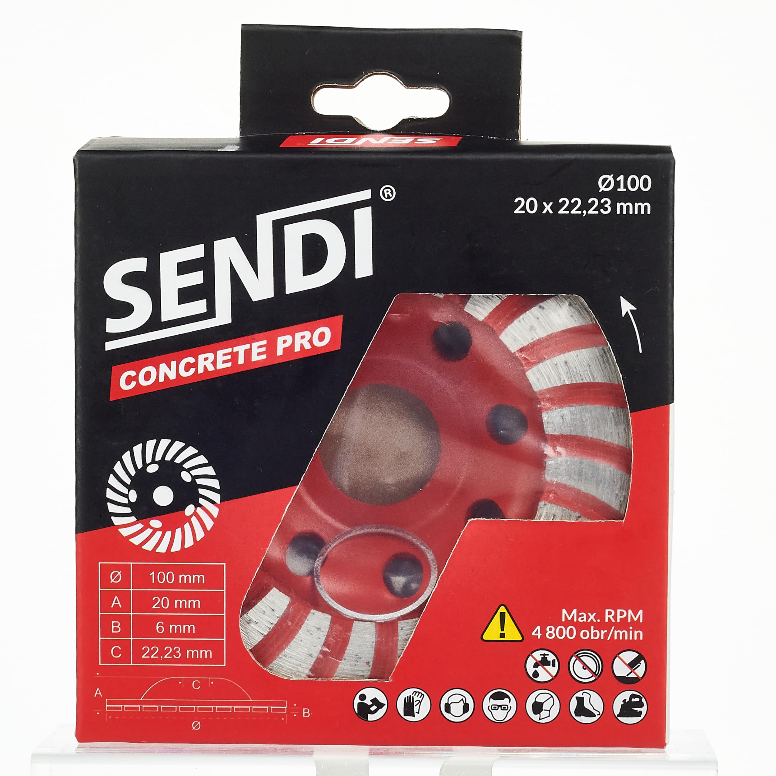 Disque à béton compatible avec ponceuse SENDI TRIPPLE GS - Haute performance - Idéal pour ébaucher le béton, l'adhésif et les surfaces dures - Installation facile