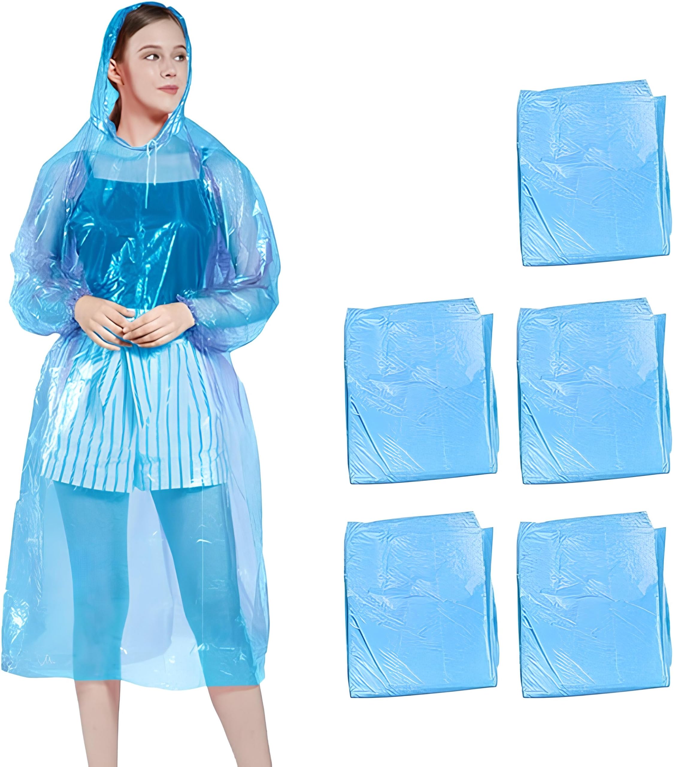 Raincoat Transparent Hooded Water Resistant Reusable Poncho Rain Jacket with Sleeves for Women Men Camping Rainy Season Travel-image-1