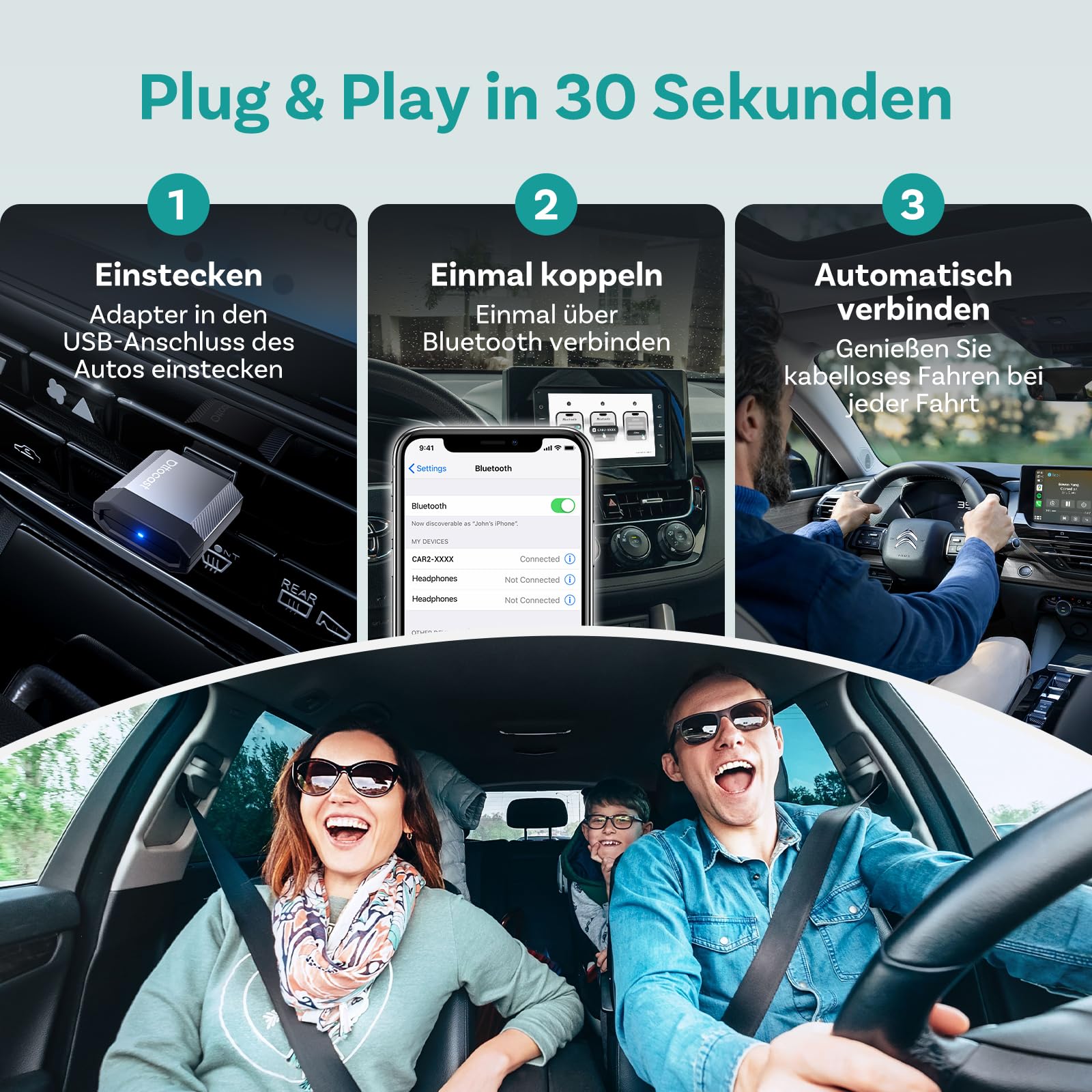 OTTOCAST Mini Nova, 2026 Verbesserter 2-in-1 Wireless CarPlay Android Auto Adapter für iOS- und Android Smartphones, stabile Verbindung ohne Verzögerung, automatische Verbindung, ultrakompaktes Design