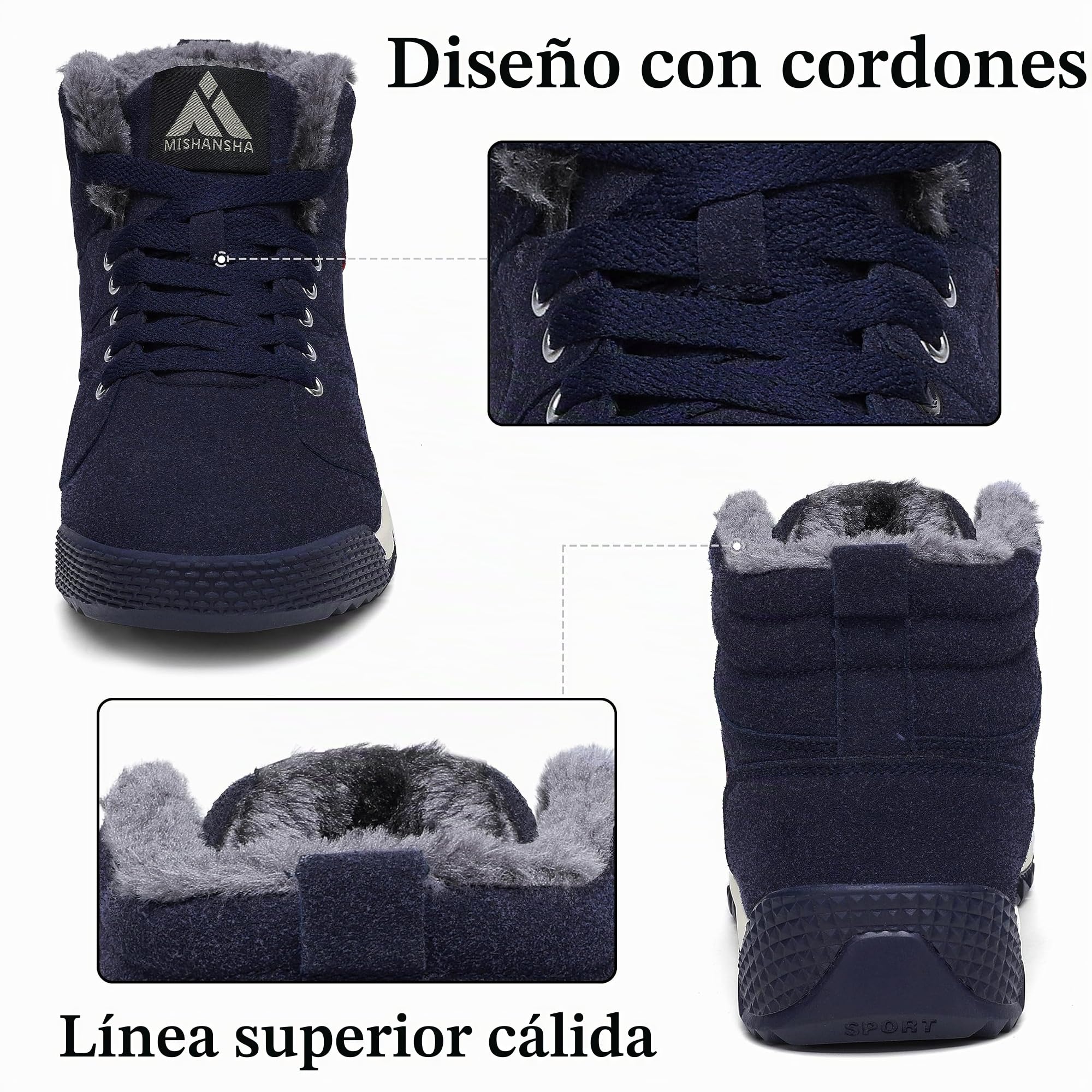 Mishansha Botas de Nieve para Hombre Mujer Cálido Antideslizante Zapatos de Invierno Tallas 36-48 EU