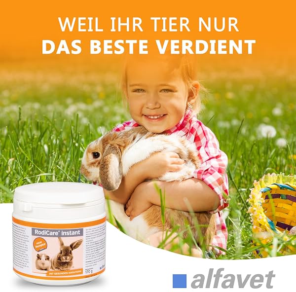 Alfavet RodiCare instant Päppelfutter für geschwächte appetitlose Zwergkaninchen, Meerschweinchen, Kleinnager, Alleinfuttermittel mit gesunden Kräutern, 170 g mit Dosierlöffel - 4