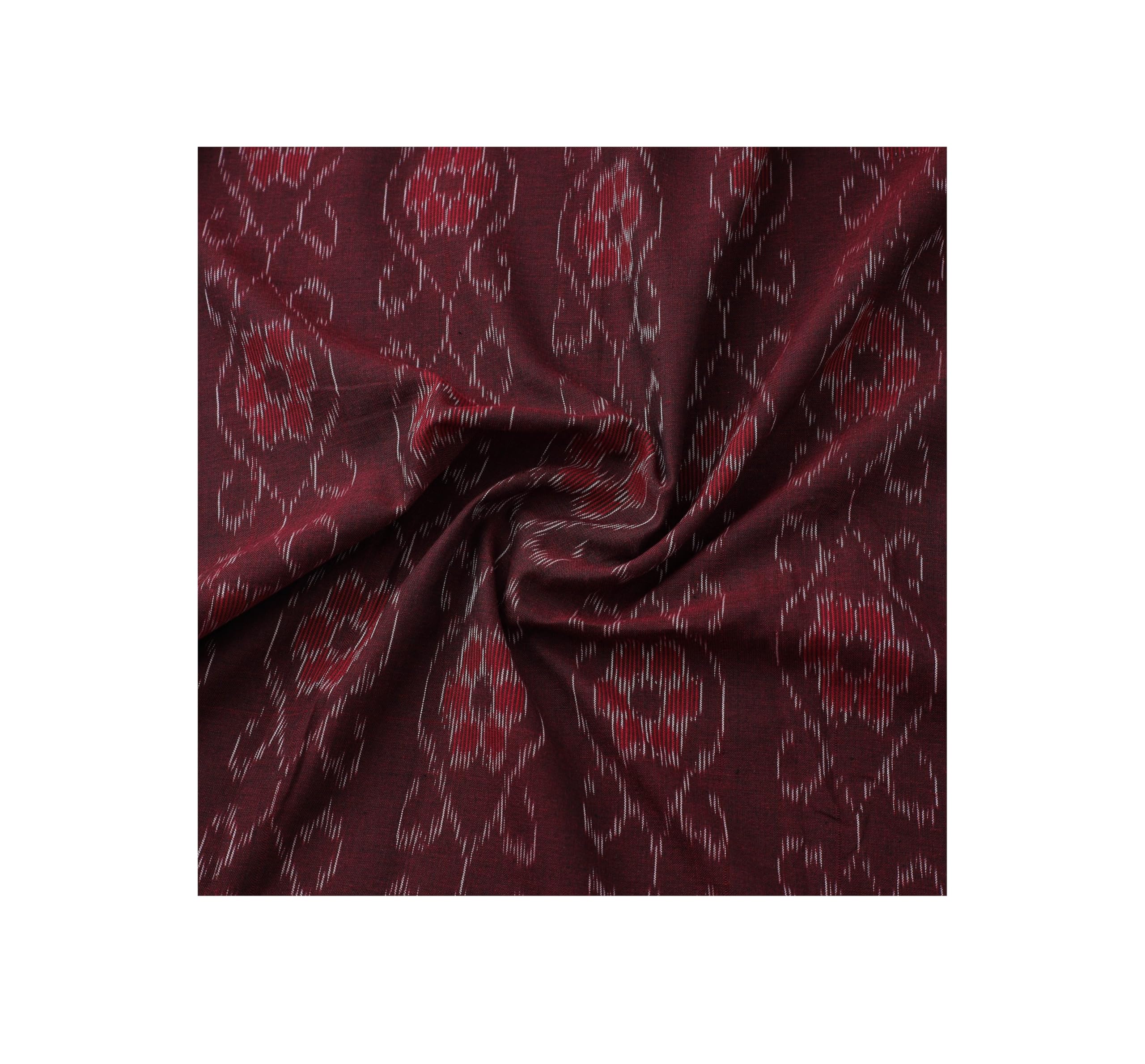 Premium Sambalpuri Ikat Weave Pure Handloom Cotton Shirt Fabric Authentic Odisha Traditional Tie-Dye Craft, Soft & Breathable Natural Cotton Material for Custom Tailoring, Casual & Formal Wear-image-4