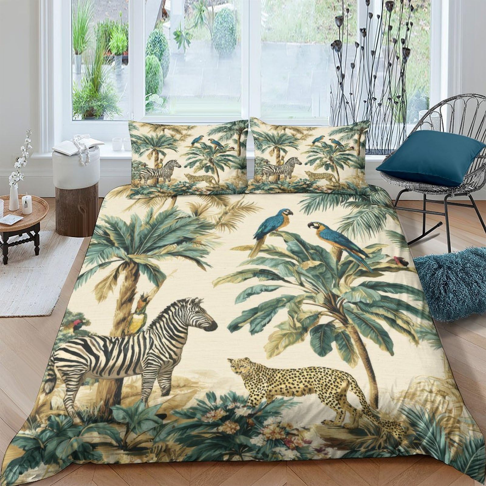 Ctjqhvkz Style-6 3D Printed Jungle Safari Fitted Sheet Microfiber Soft Breathable Tropical Wildlife Mattress Cover For Bedroom Decor Single（135X200cm）