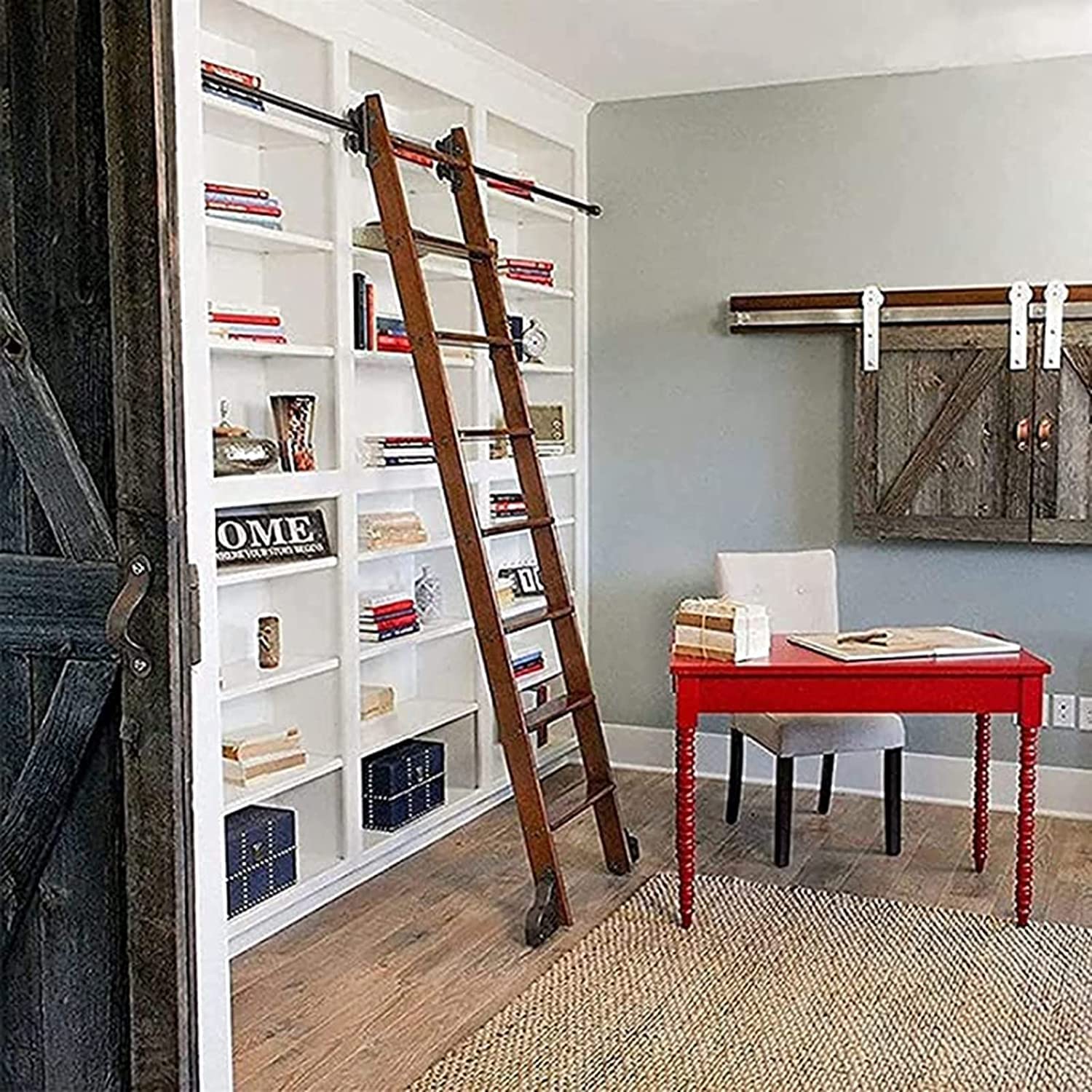 Kit rail pour échelle de bibliothèque 200cm, idéal salon et bureau