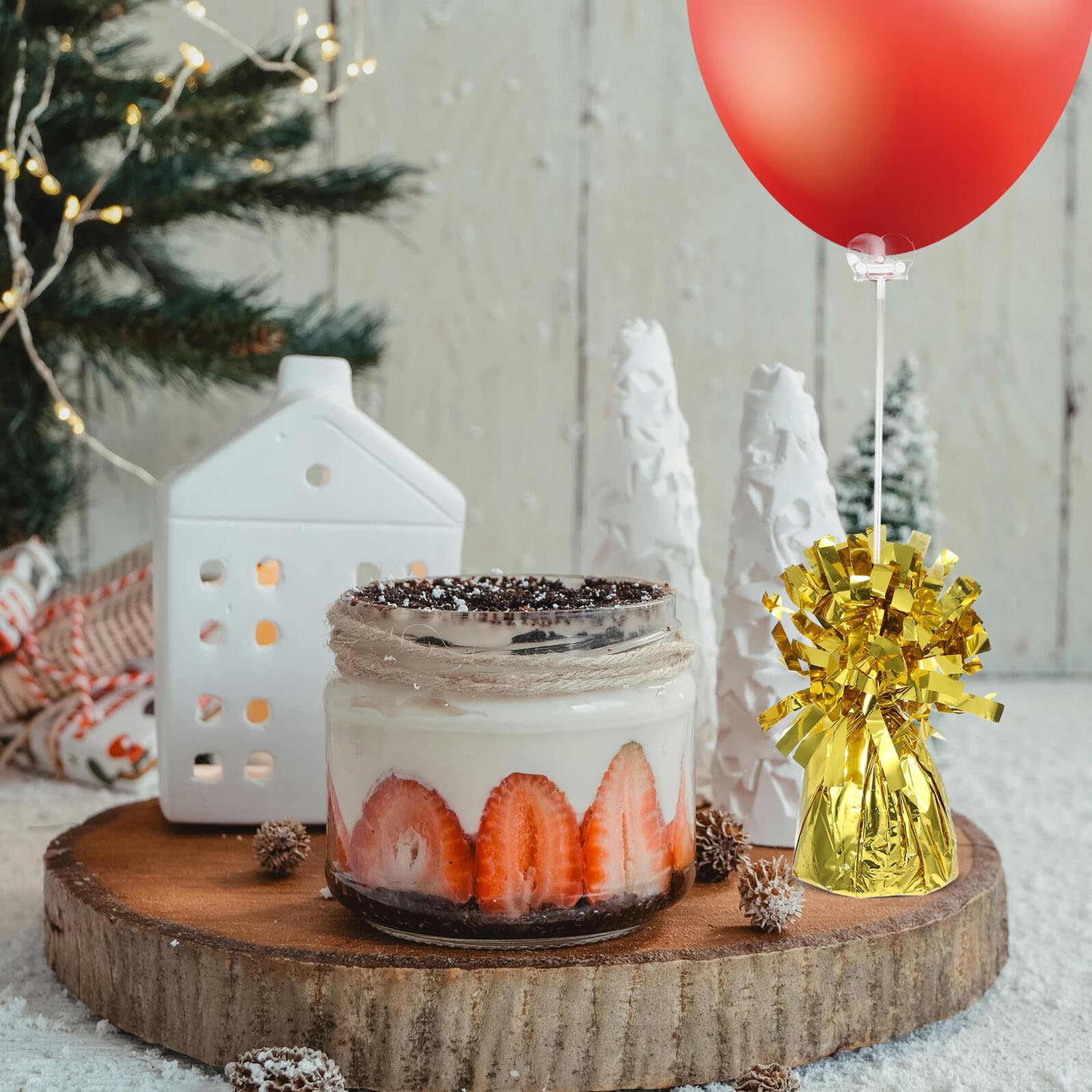 Ballonbeschwerter Sockel 6 Stück aus Pvc und Zement für Partys | Goldfarbene Ballonanhänger, Geeignet für Hochzeiten und Mottopartys, Halloween Geschenkideen