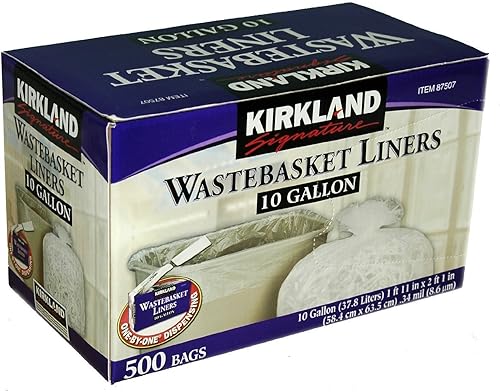 Bolsas para cubos de basura con capacidad para 10 galones (500 unidades), de Kirkland Signature