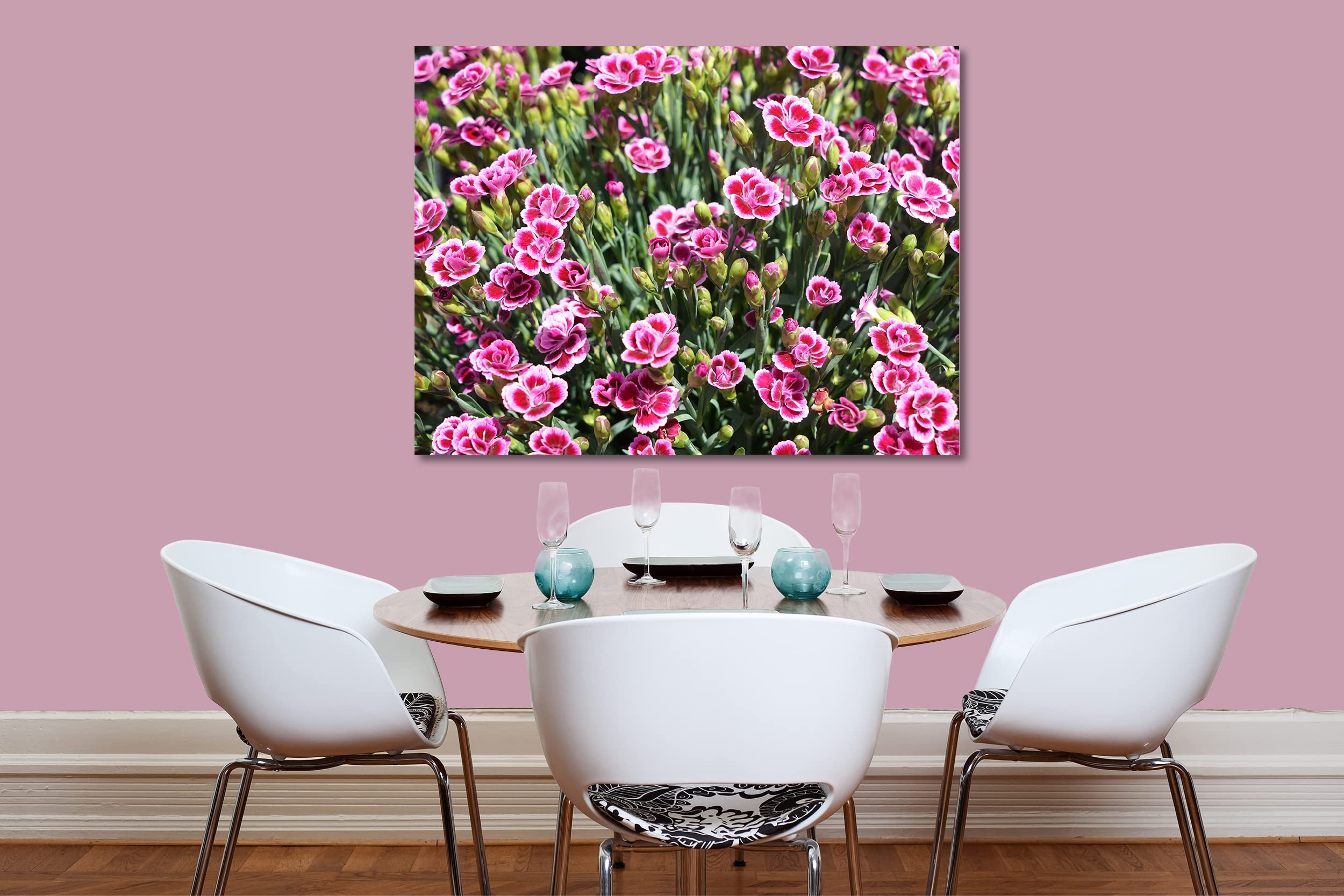 Glücksvilla - Prinzess-Nelke (Leinwand-Bild 2 cm, 40 x 30 cm) | div. Maße - aus DE - Kunstdruck XXL Deko Wandbild quer - Pink Kisses Blumen Blüten Garten Pflanze Natur Wiese Natur
