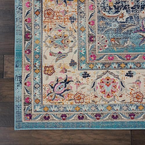 Miniatura 4 de Nourison Vintage Kashan - Alfombra tradicional azul de 7 pies 10 pulgadas x 9 pies 10 pulgadas, fácil de limpiar, no se desprende, para dormitorio,