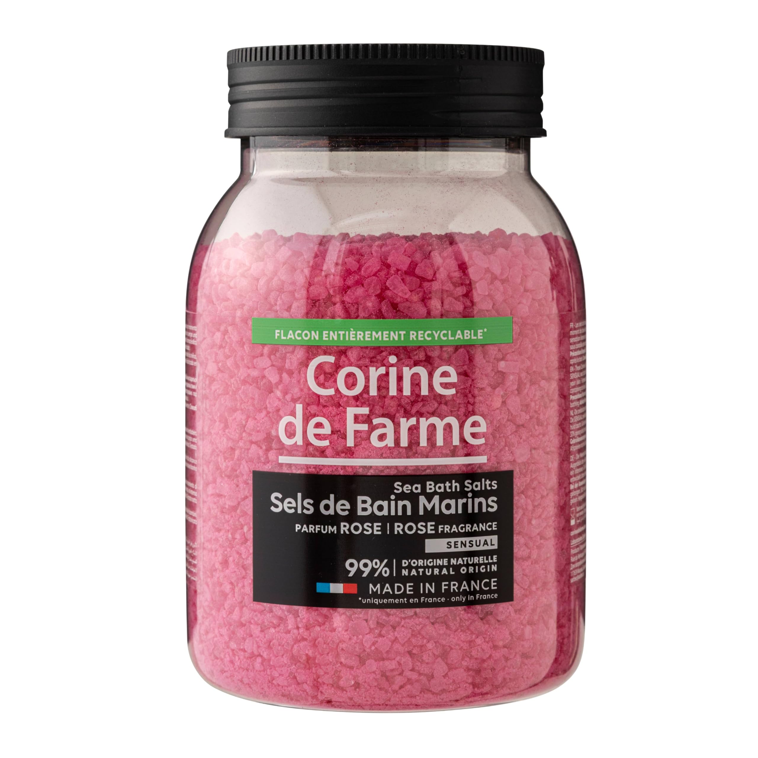 Corine de Farme Sels de Bain Marins Calm - Rose 500g | Relaxation et Bien-être | Ingrédients Naturels | Parfum Apaisant | Soin du Corps | Idéal pour la Détente