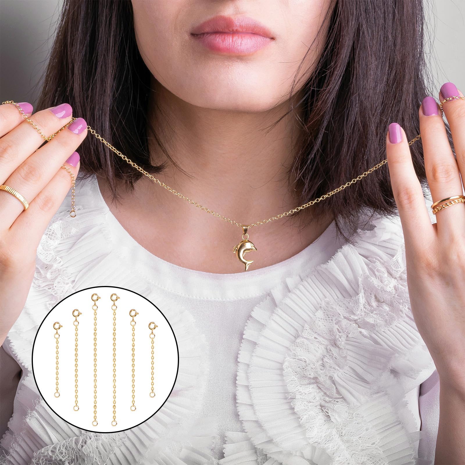 6st Extenders Ketting, 5/10/15cm Ketting Verlengers met Karabijnsluiting Legering Verlengkettingen Set voor Sieraden Ketting Armband Enkelbandje ( Zilver
