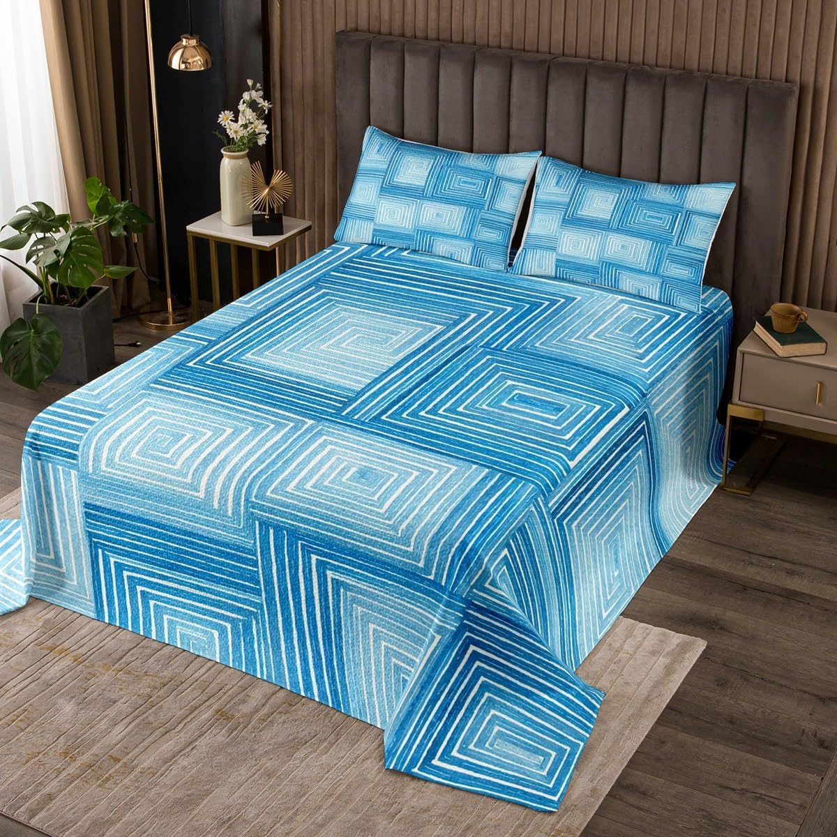 Erosebridal Oil Painting Quilted King Size Abstract Pattern Bedspread for Kids Girls Boys Fantasy Colorful Beige Blue Quilted Coverlet Soft Luxury Coverlet Set