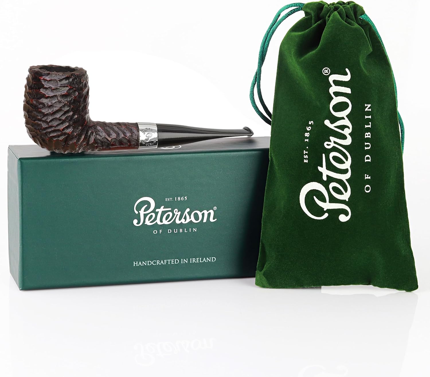 Peterson Pipes Donegal Rocky Series - Rusticated Collectible Briar Wood Pipe, Made in Ireland, Fishtail, 3mm (106 Straight Billiard)