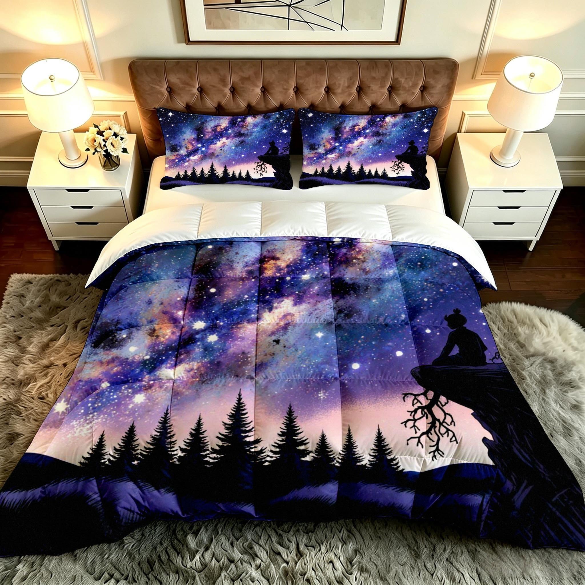 Edredón nórdico de cama 180 morado con dos fundas de almohada de microfibra