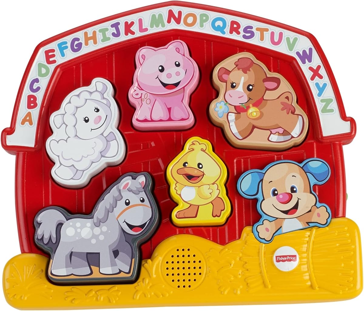 Fisher-Price Ríe y Aprende Juguete de Animales de Granja para Niños Pequeños | Actividad de aprendizaje musical, 5 piezas gruesas, bebés y niños a partir de 1 año