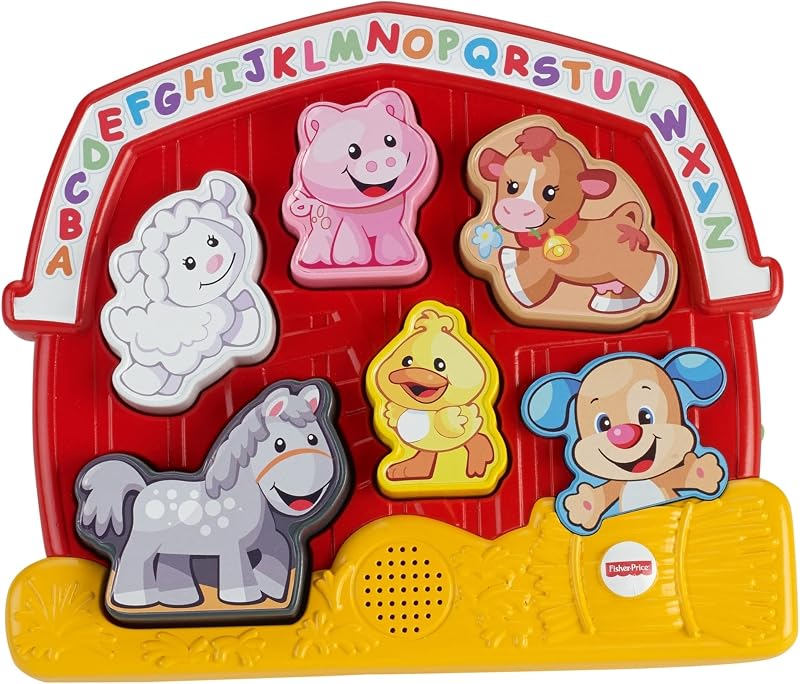Fisher-Price Ríe y Aprende Juguete de Animales de Granja para Niños Pequeños | Actividad de aprendizaje musical, 5 piezas gruesas, bebés y niños a partir de 1 año