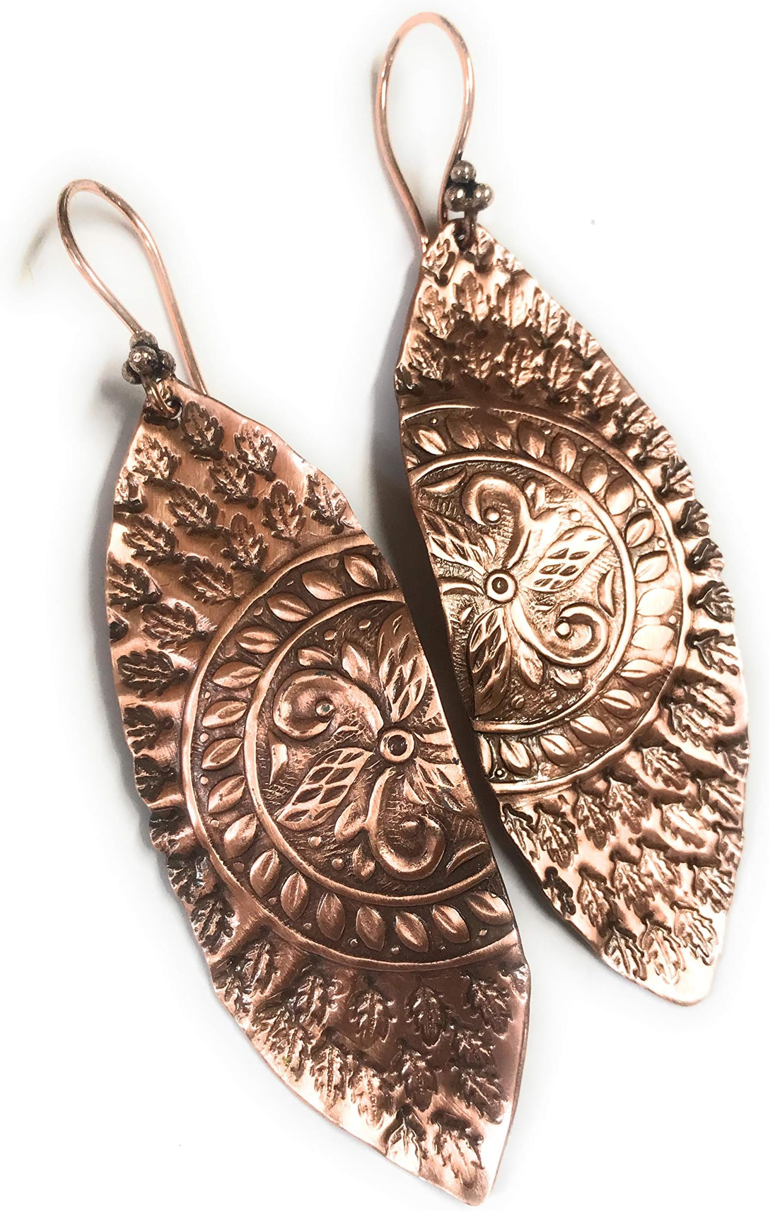 Ancient Feather Leaf Ma'at Earrings in Copper Gift Ideas for Women