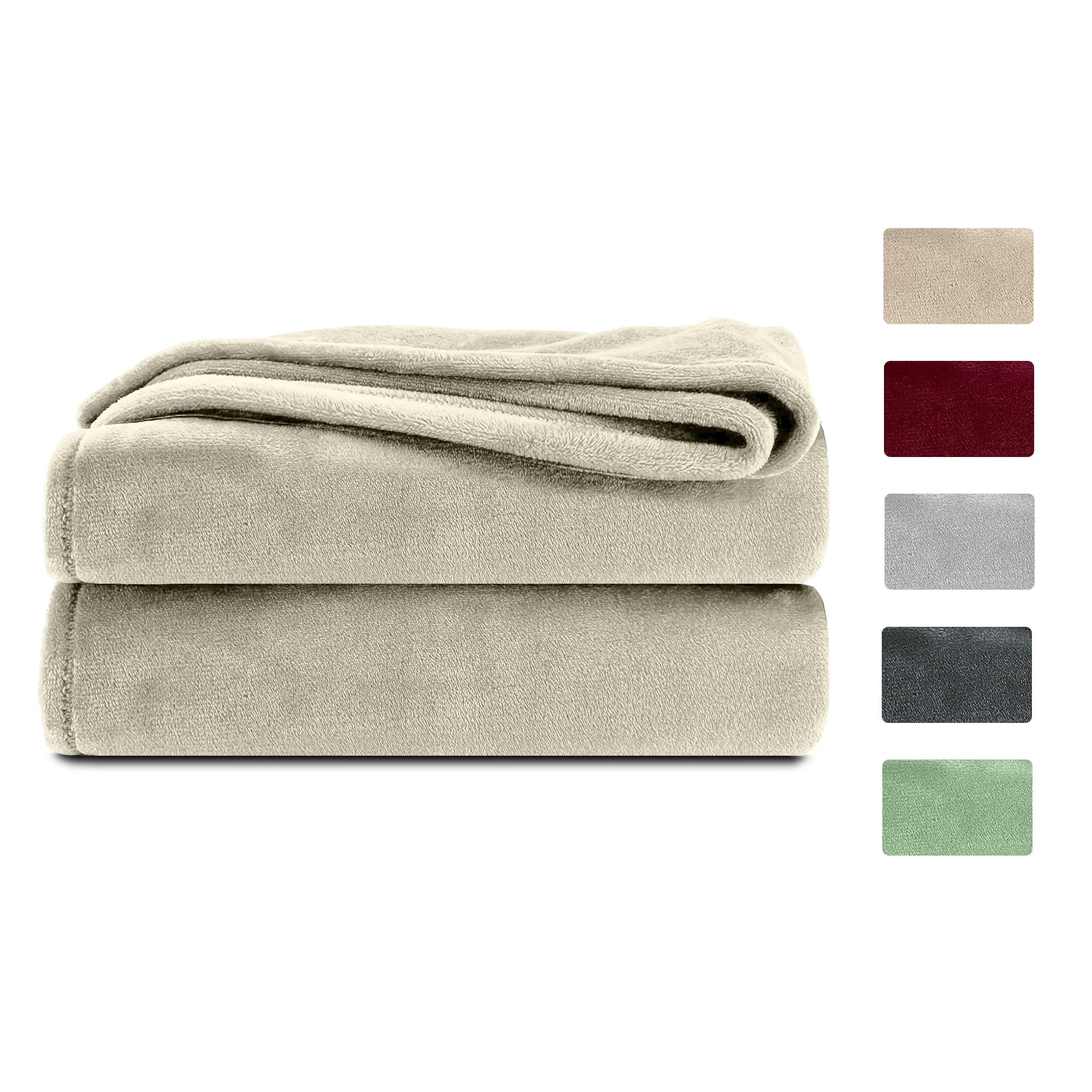 Komfortec Manta mullida, Manta de Forro Polar, Certificado Öko-Tex, Muy Suave, 150 x 200 cm, 260 g/m², Color Crudo