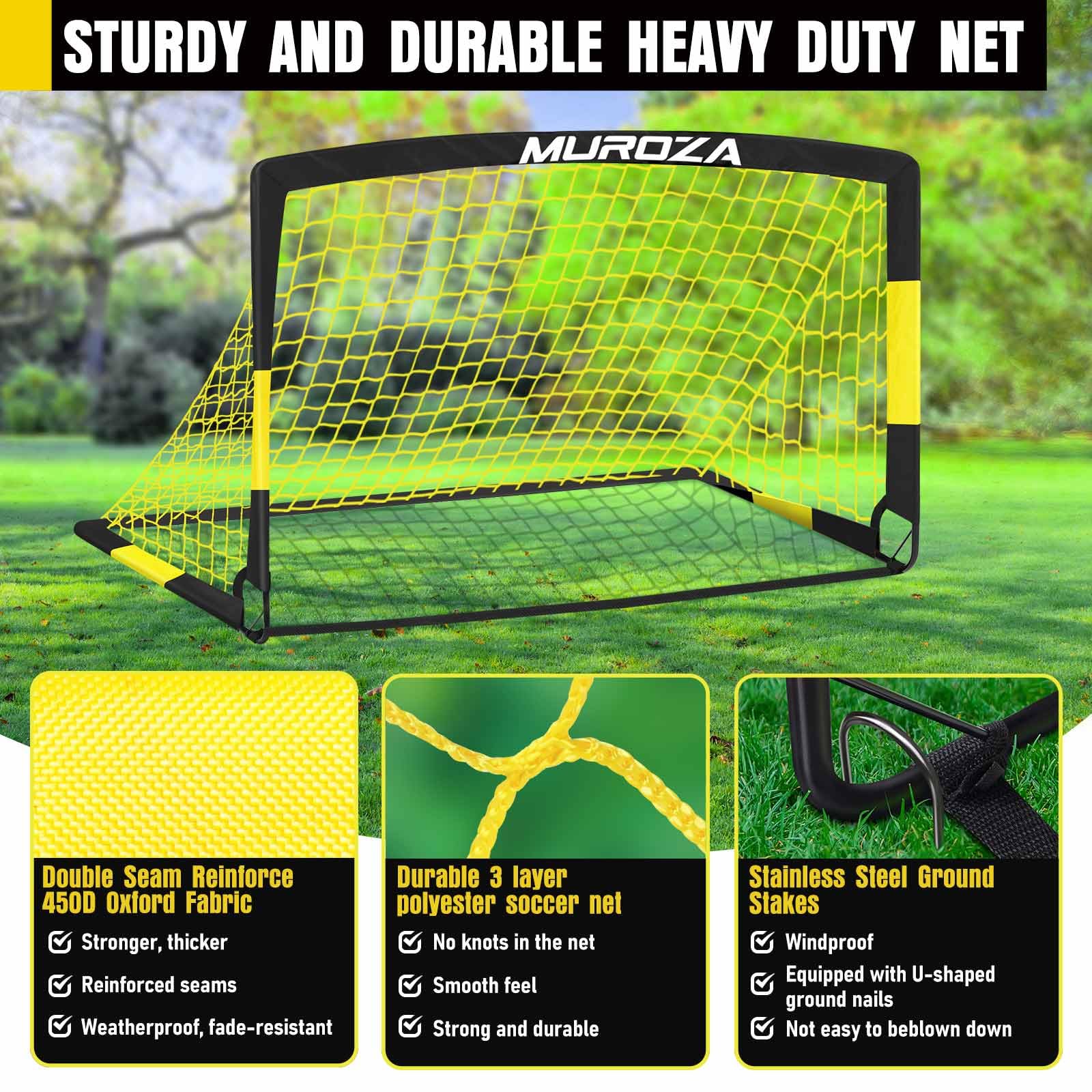 Soccer Goal, Kids Soccer Goals for Backyard Set, Pop Up Soccer Net view 3