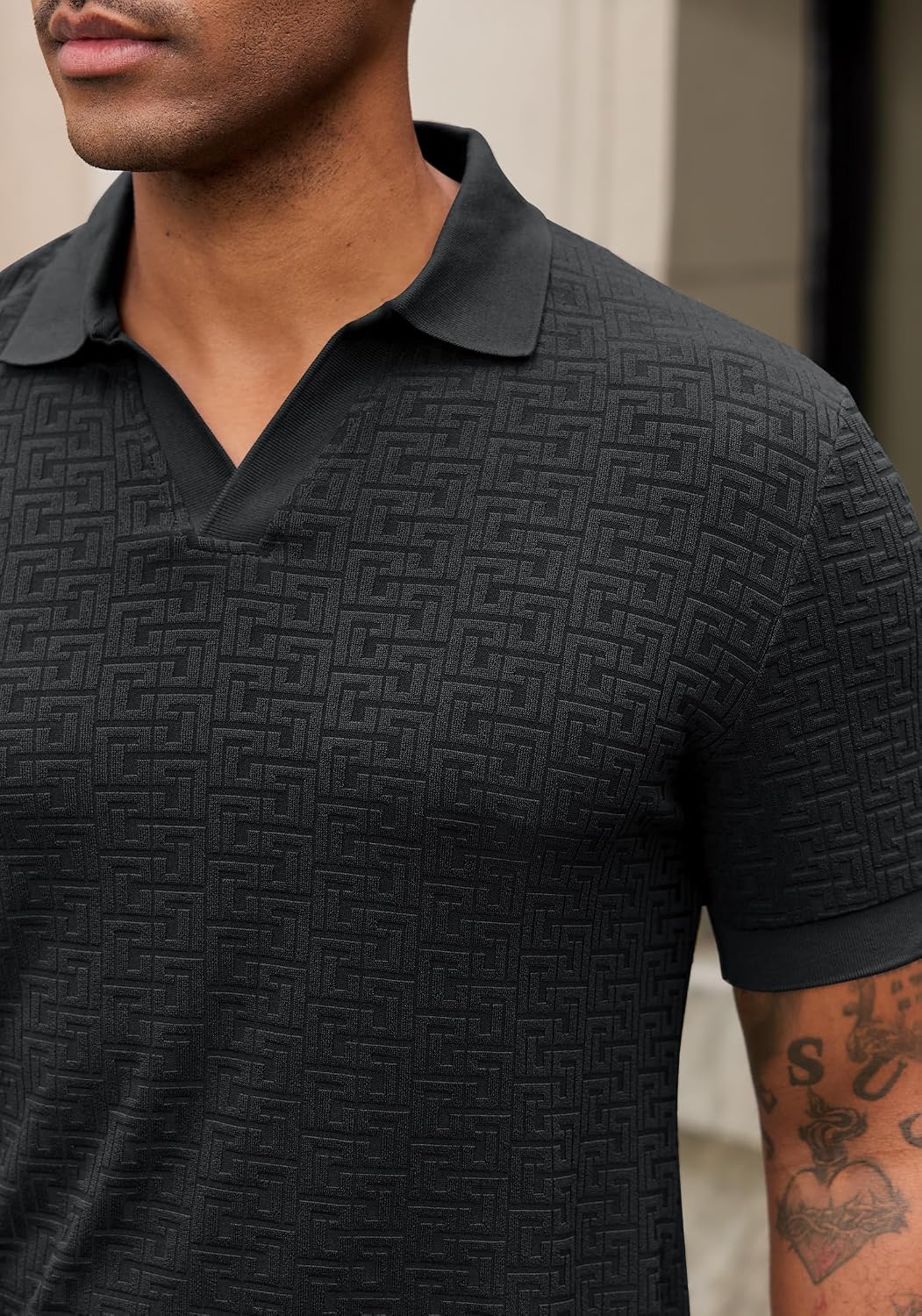 Men Knit Polo Casual Textured Terry Cloth Johnny Collar Shirts(S-XXL)