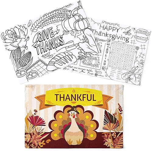 Suministros para fiestas de Acción de Gracias, manteles individuales de papel de pavo, decoración de mesa para decoración de otoño (manteles