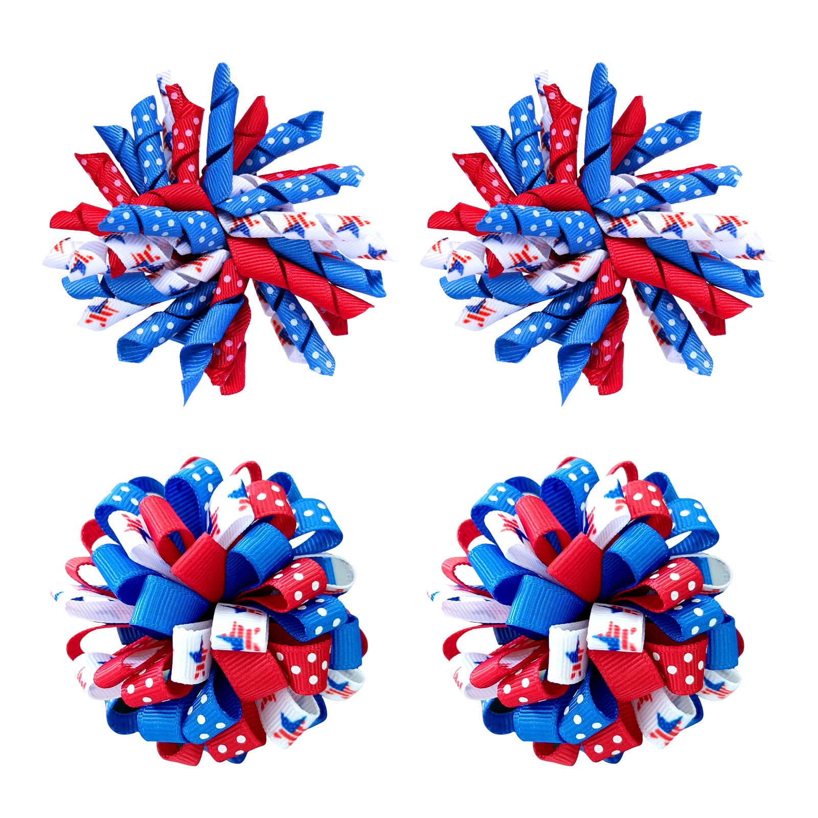 Christmas Hair Clips - Red White Green Bows -8 Christmas Hair Clips - Red White Green Bows -8