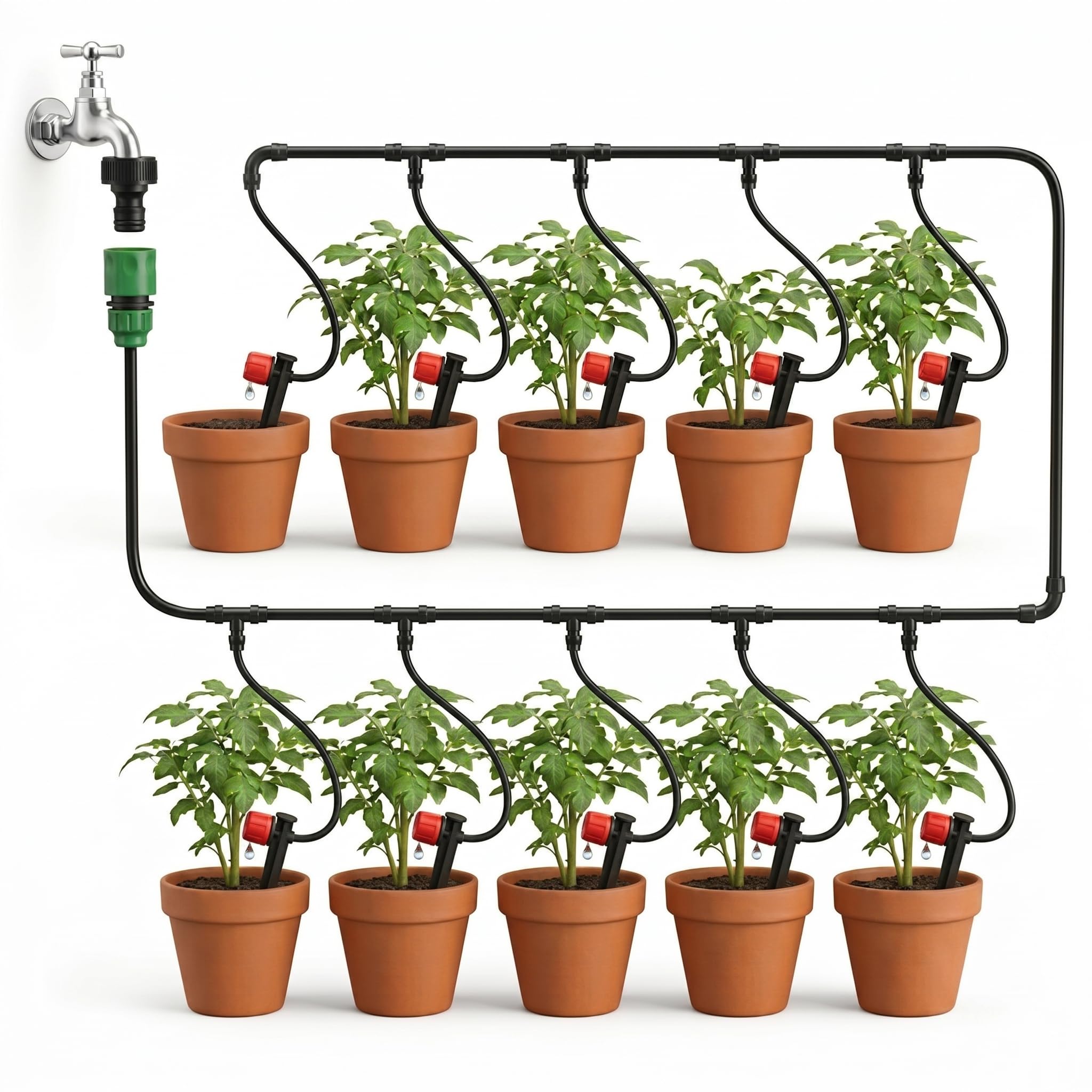 JERN Micro Drip Irrigation System for 10 Plants, Self Automatic Watering Garden Hose Kits With Adjustable Dripper-image-45