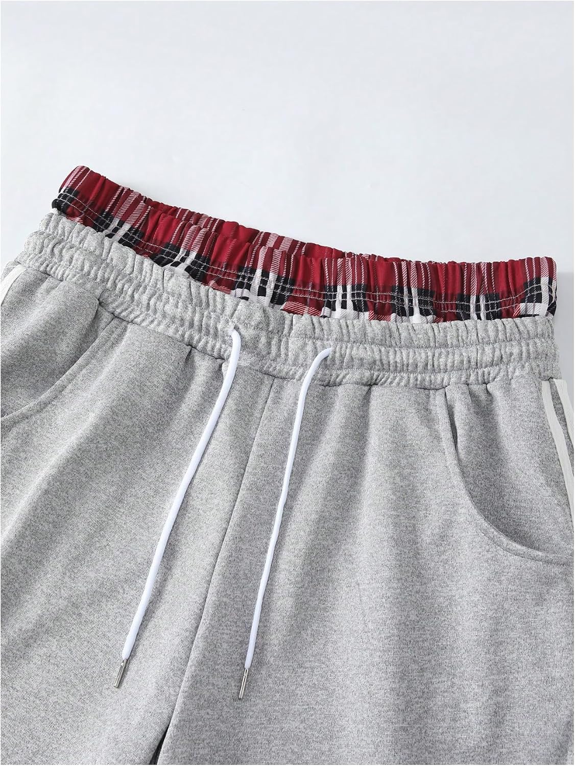 WDIRARA Men's Baggy Wide Leg Sweatpants Side Striped Patchwork Drawstring Track Pants with Pockets