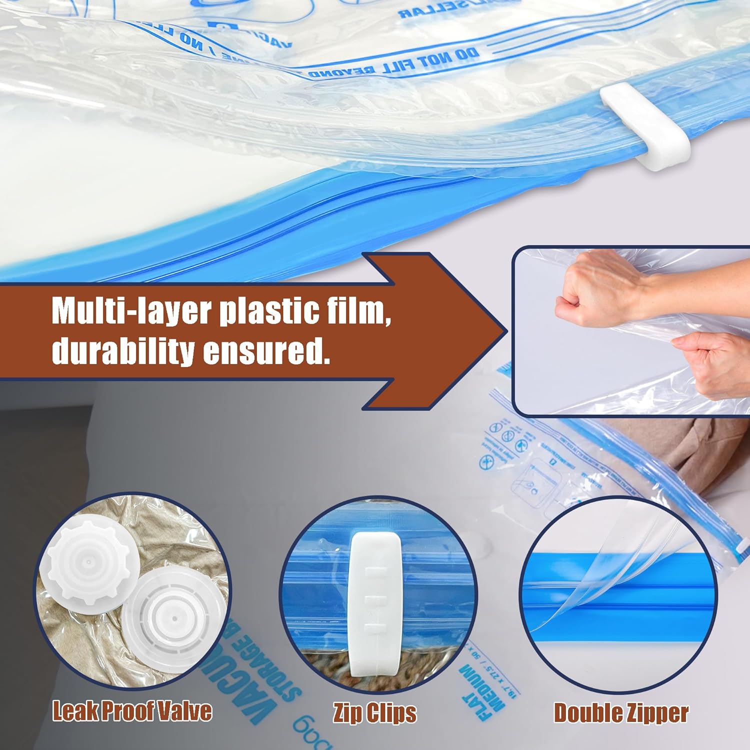 HIBAG Vacuum Storage Bags, 12 Jumbo Vacuum Seal Bags for Clothing, Space Bags for Clothes, Comforters, Blankets, Bedding (12J)