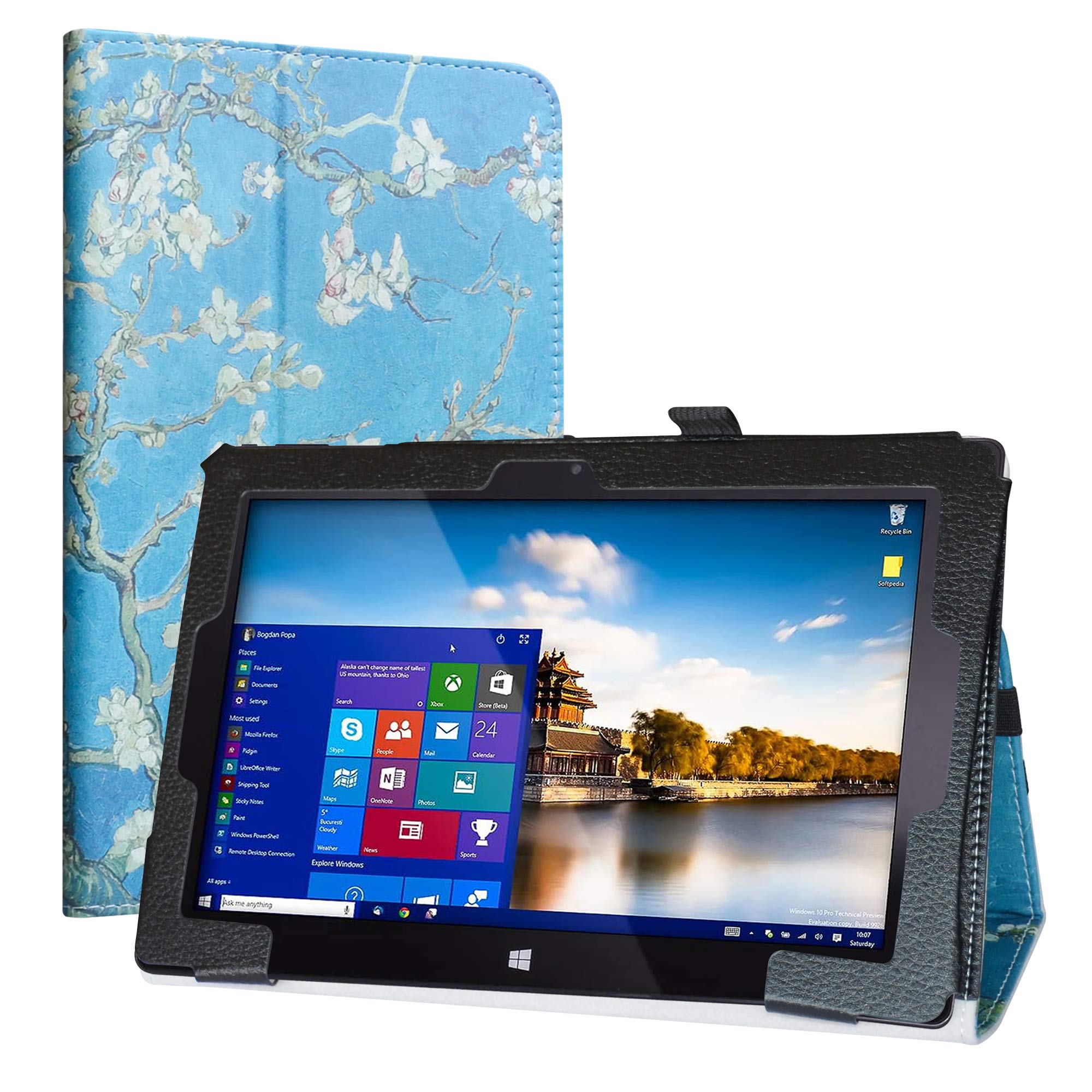 LiuShanCompatible with Fusion5 FWIN232 Pro Case,PU Leather Slim Folding Stand Cover for 10.1" Fusion5 FWIN232 Pro / FWIN232 Plus Windows Tablet PC (Not Fit Fusion5 10 Tablet FWIN232),Almond Blossom