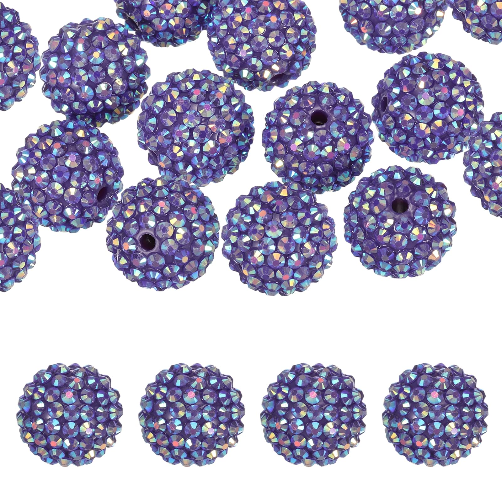 PATIKIL 20mm Resin Rhinestone Beads for Beadable Pen 10 Pack Ball Disco Sparkly Chunk Round Bubblegum Beads for Beadable Keychain Jewelry Making DIY Craft