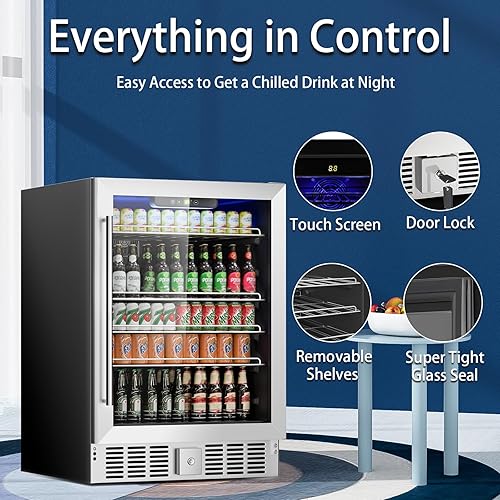 Miniatura 2 de Refrigerador de bebidas, mini refrigerador con puerta de vidrio para 166 latas, para bebidas, refrescos, cerveza o vino, refrigerador pequeño para