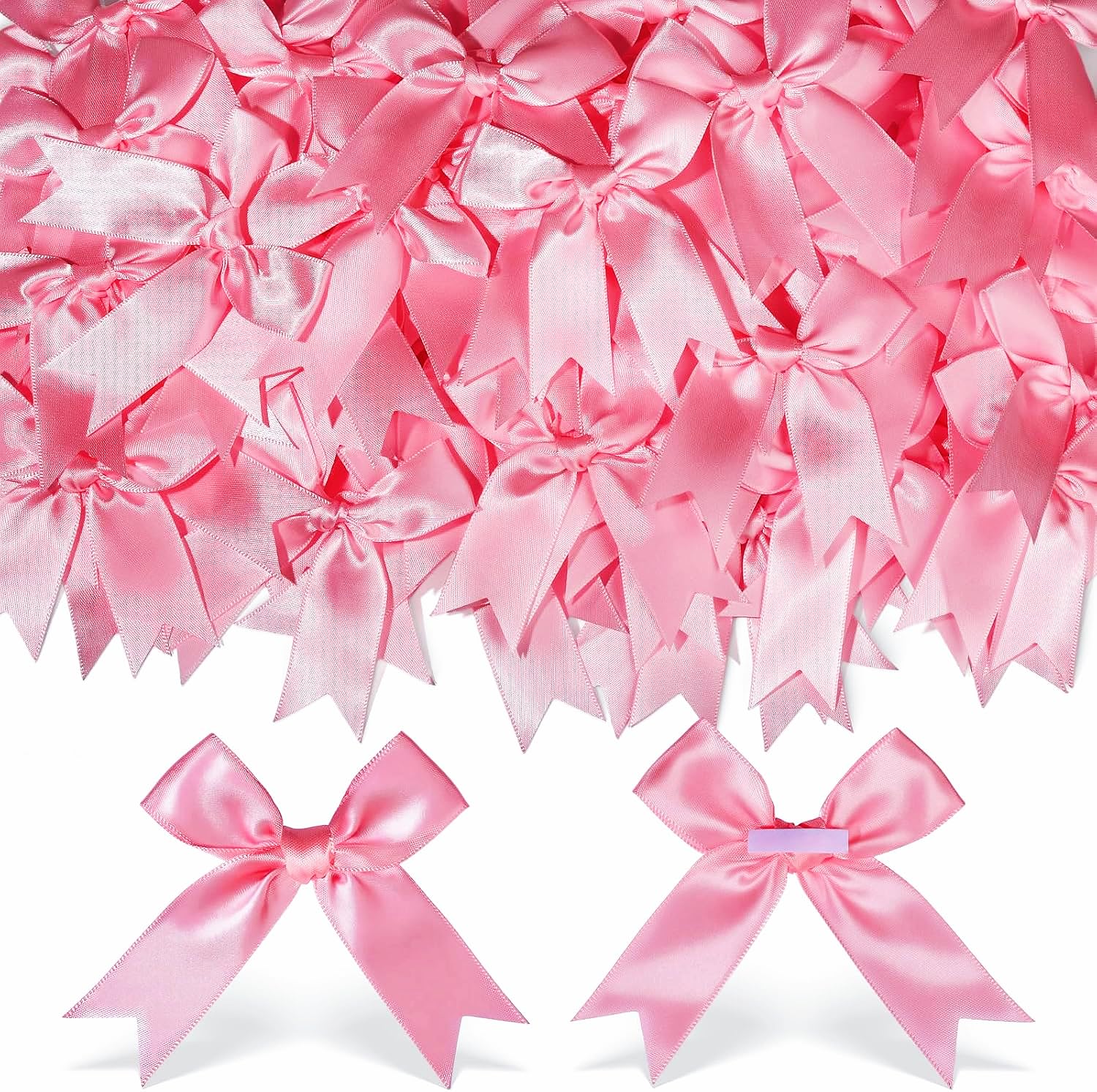 YGDZ Pink Bows, Satin Self Adhesive Pink Ribbon Bows for Crafts, Baby Pink Bow with Double-Sided Tape, Small Bows for Gift Wrapping, Wedding, Party