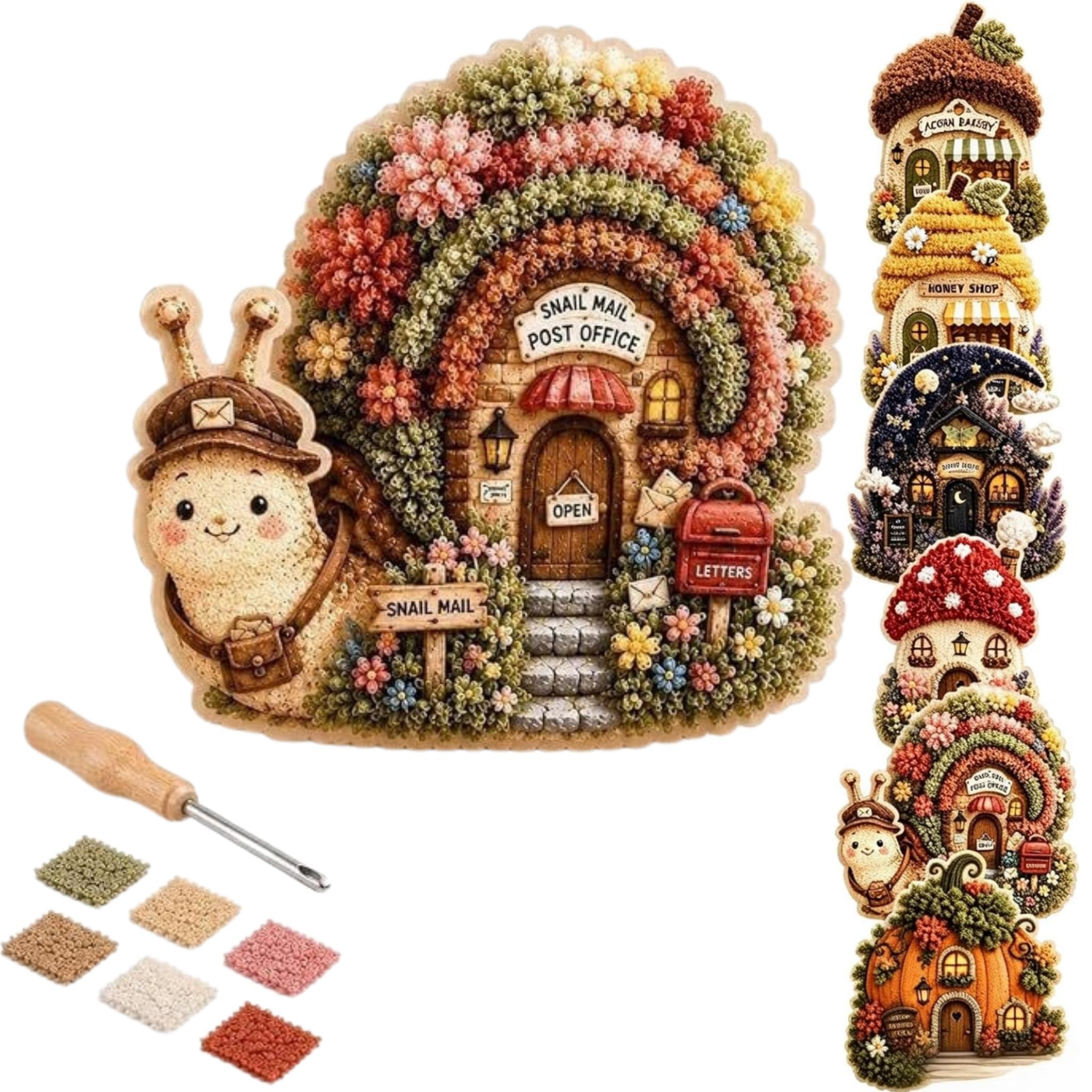 Cosiesnest Whimsical Village 3D Fabric Poke Art Kit, No Sew Press Technique — image 1