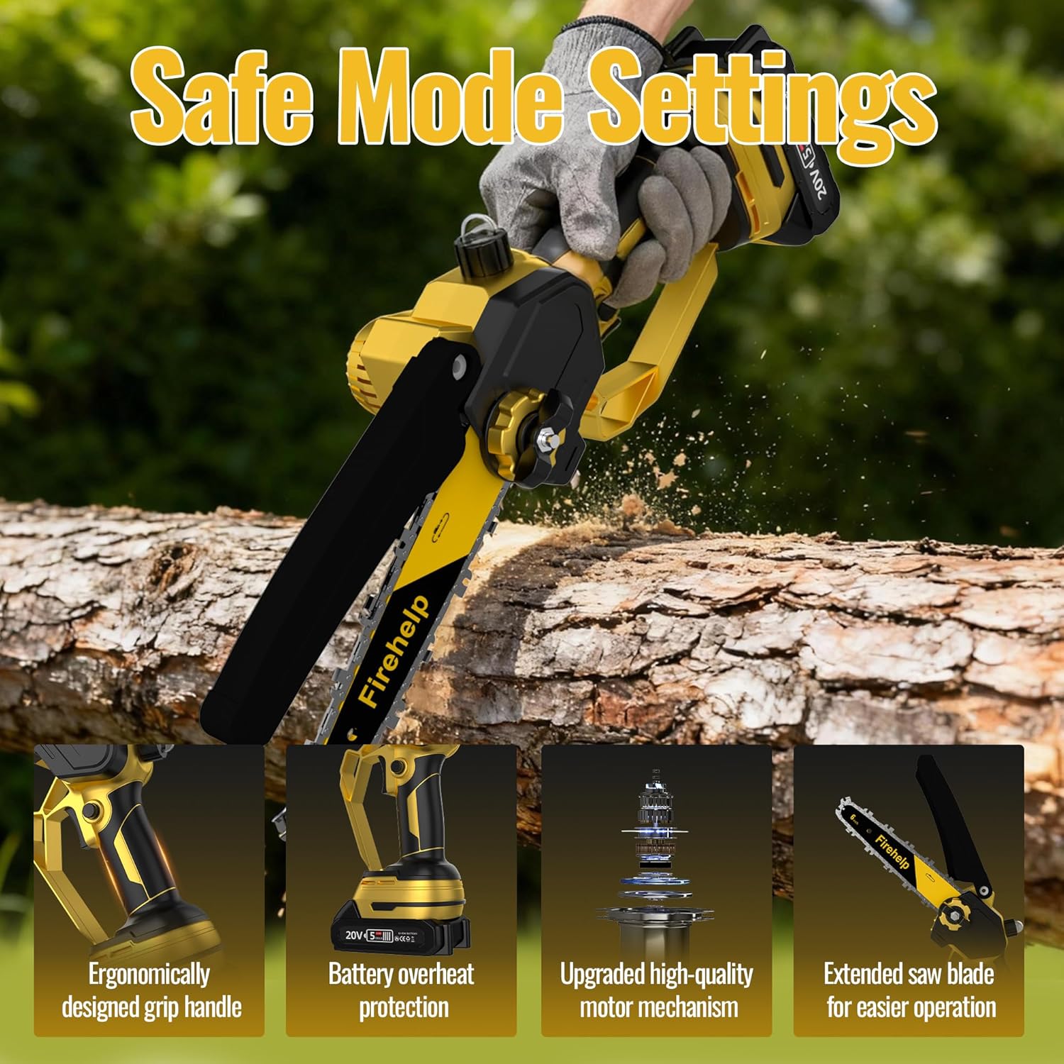 2-in-1 Electric Pole Saw, 6 Inch Mini Chainsaw Cordless Pole Saw with Extension Pole for Tree Trimming, 2 x 2000mAh Battery, Powered Pole Chain Saw, Tree Trimmer Limb Branch Cutter Pruner