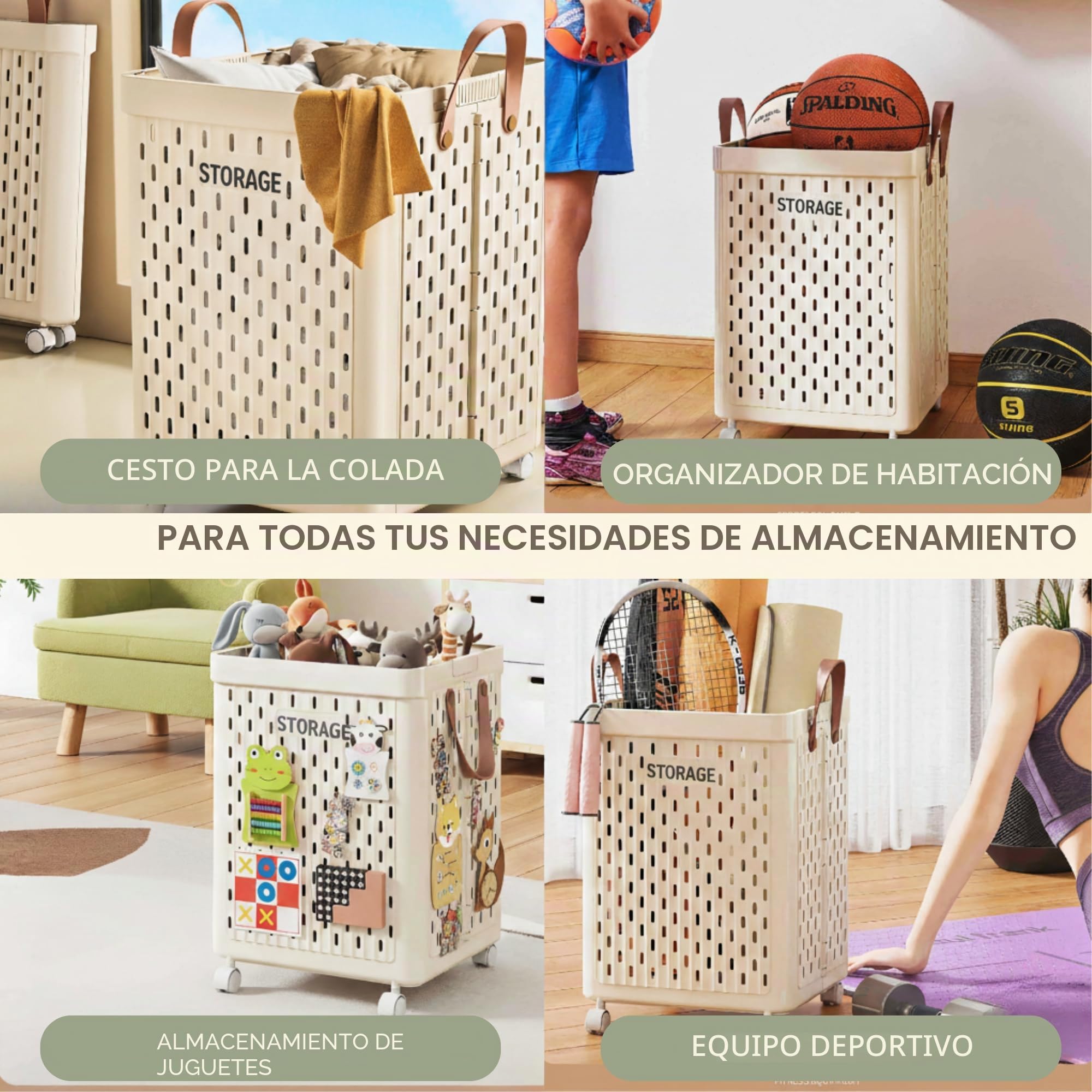 MAGIC SELECT Cesto para Ropa Sucia con Ruedas y Tapa (55x37x37 cm) | Gran capacidad, ruedas 360°, tapa, diseño plegable y transpirable