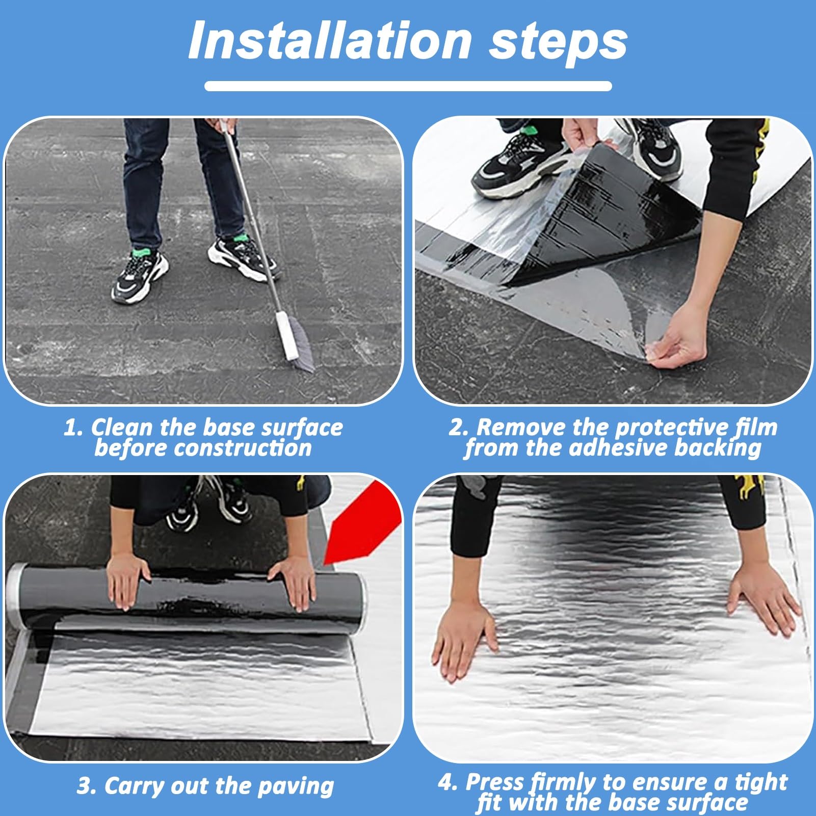Rollo de membrana impermeabilizante, cinta autoadhesiva de reparación de asfalto para fugas de techo, sellador intermitente de aluminio para canalones y bajantes, 10 x 100 cm