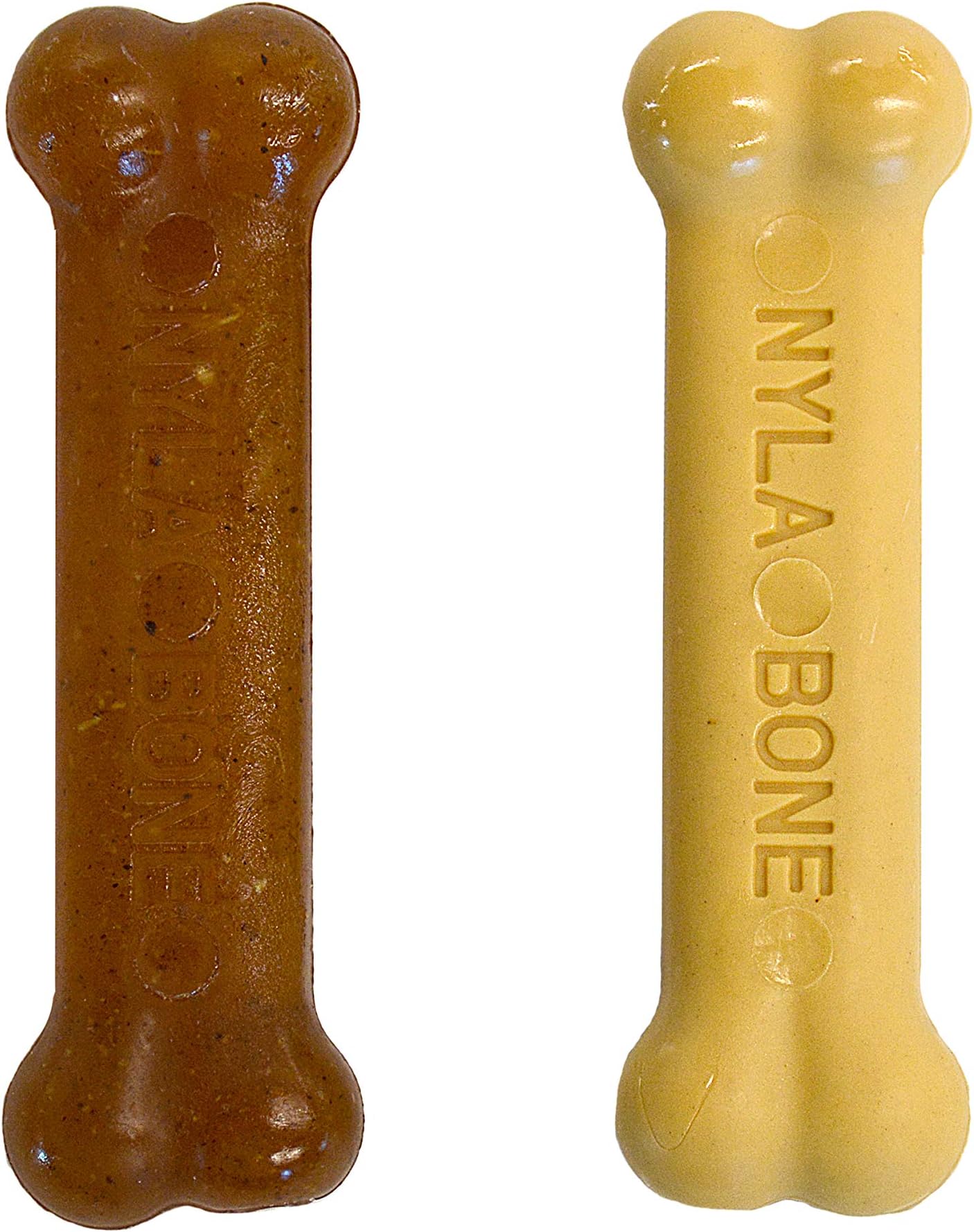 Nylabone Puppy Chew & Power Chew Bone Twin Pack, Puppy Chew Toys for Teething, Discourages Destructive Chewing, Peanut Butter, Chicken Flavours, Ideal for Puppies, Small Dogs Upto 7kg, X-Small