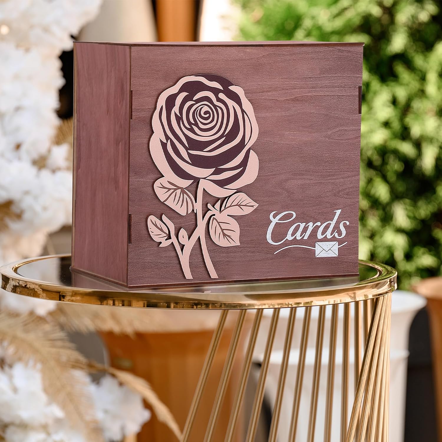 Geelin Wooden Card Box for Wedding with Slot and Lid Graduation Card Box Rustic Vintage Decorations for Reception for Wedding Registry Gifts 11 x 10 x 6 Inch Wooden Gift for Bridal Birthday Party