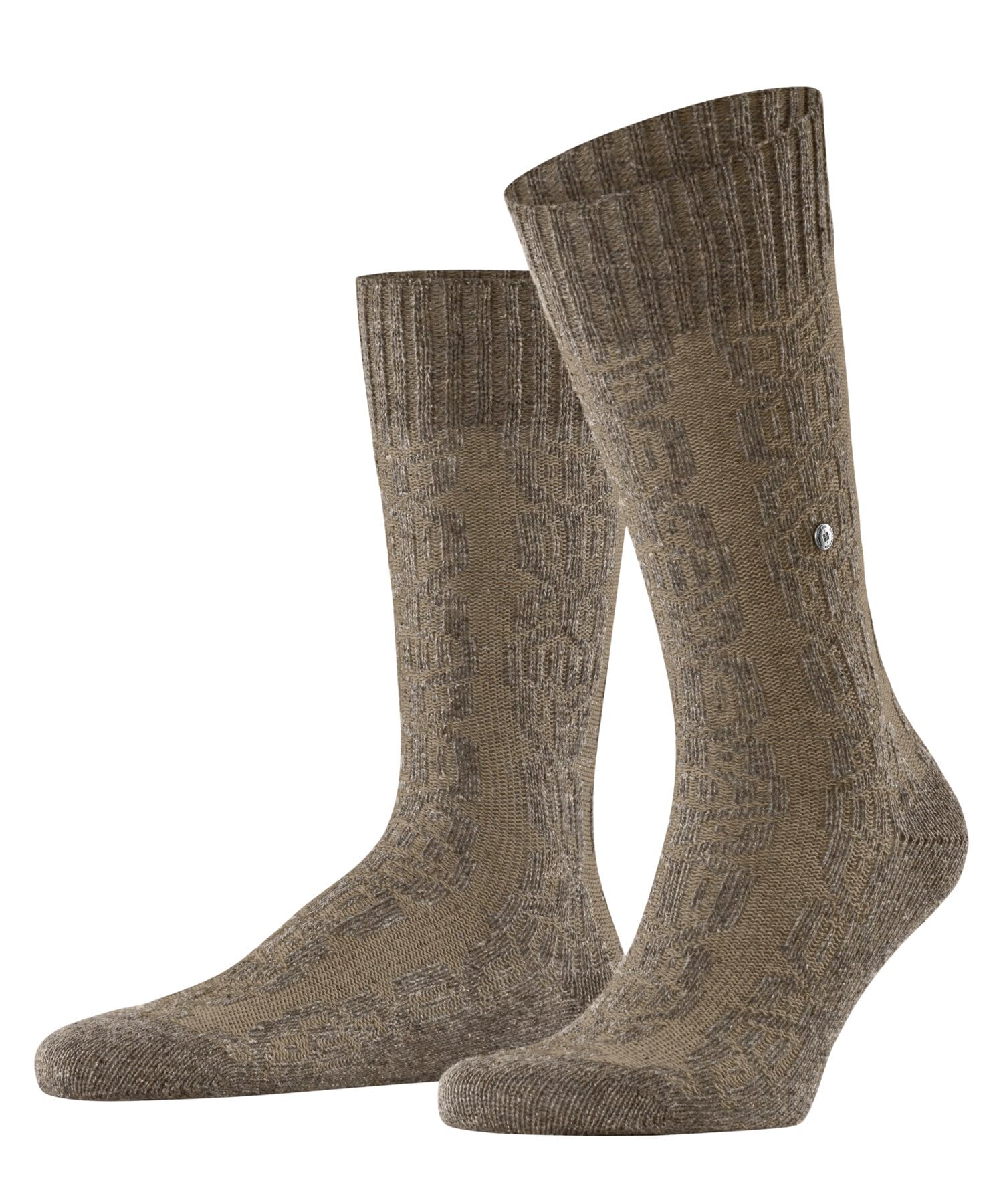 Burlington Women's Rainy Boot W So Wool Silk Patterned Socks 1 Pair, Beige Melange 4063, 3.5-7