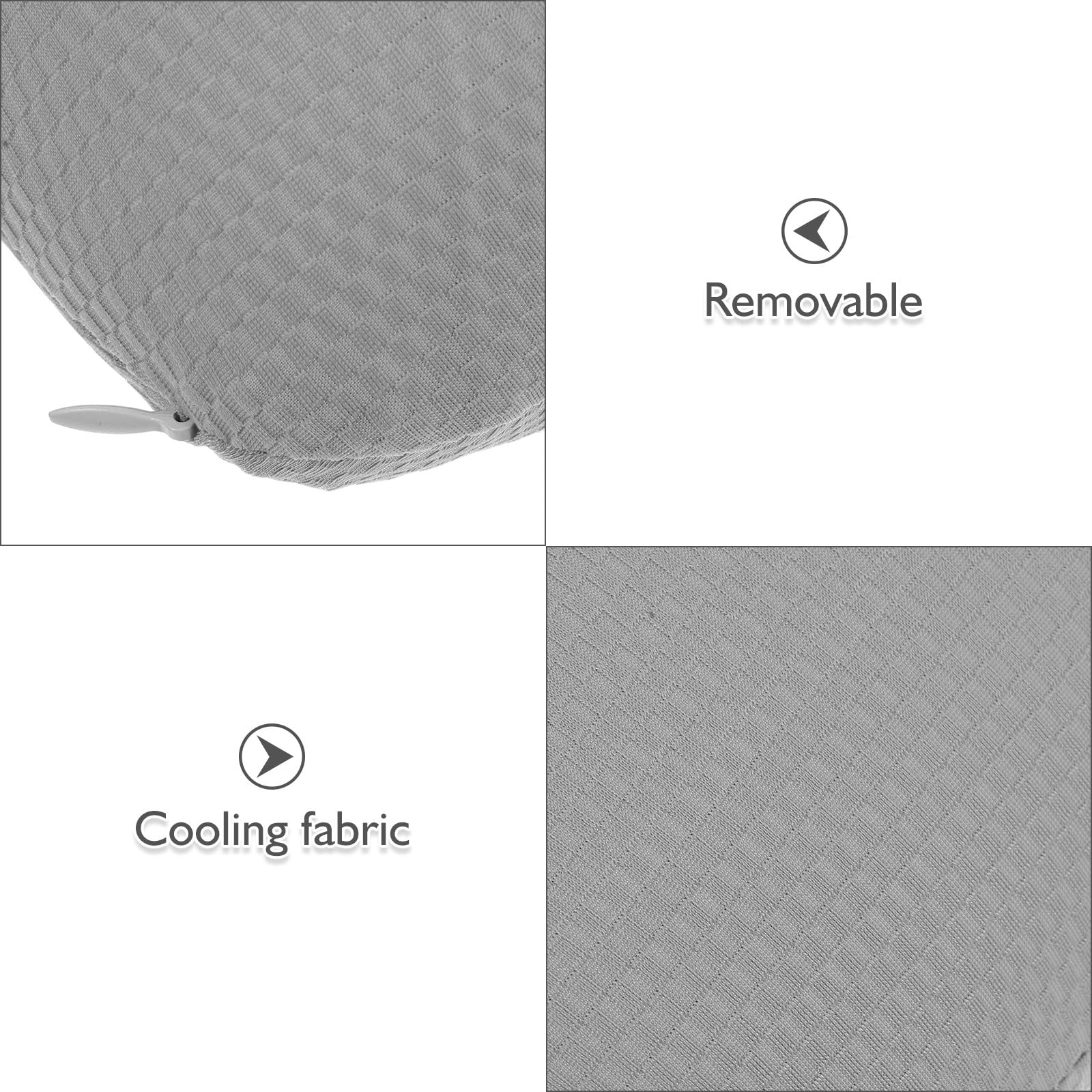 Healeved Cuscino da Viaggio in Memory Foam con Fodera Rimovibile Effetto Rinfrescante, Supporto Collo Ergonomico per Aereo, Treno e Campeggio, con Borsa Portaoggetti per Adulti