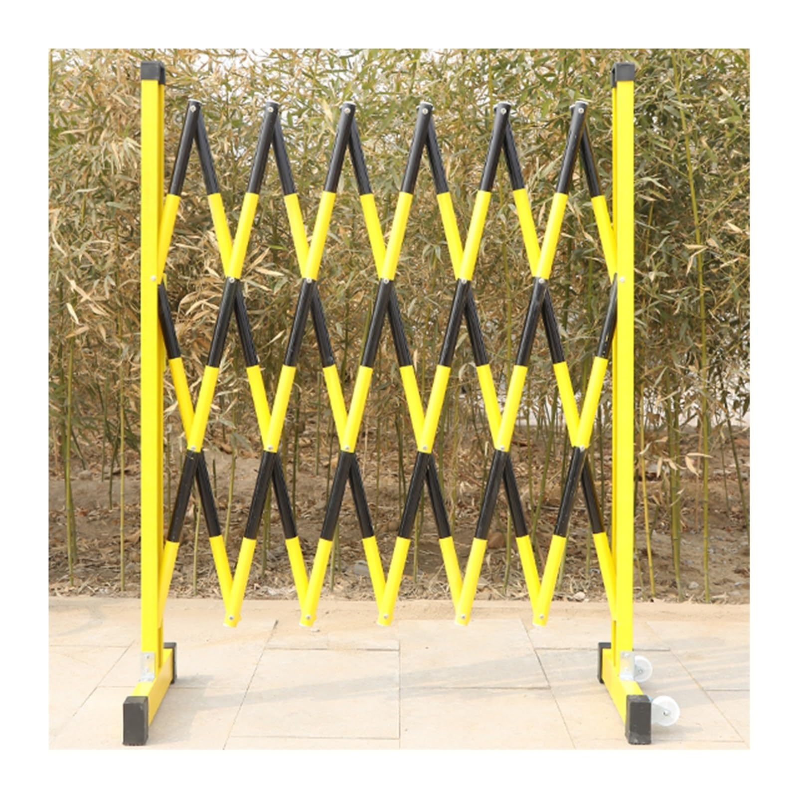Valla de seguridad industrial plegable para exteriores, con ruedas, para control de acceso a la entrada
