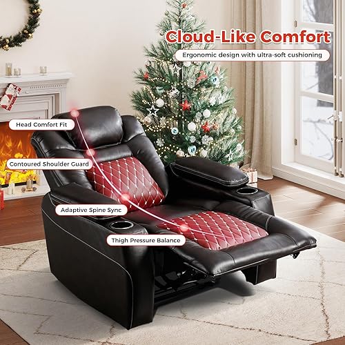 Miniatura 7 de ANJ Silla reclinable eléctrica con reposacabezas eléctrico ajustable, asiento de cine en casa de piel sintética, muebles reclinables con puertos