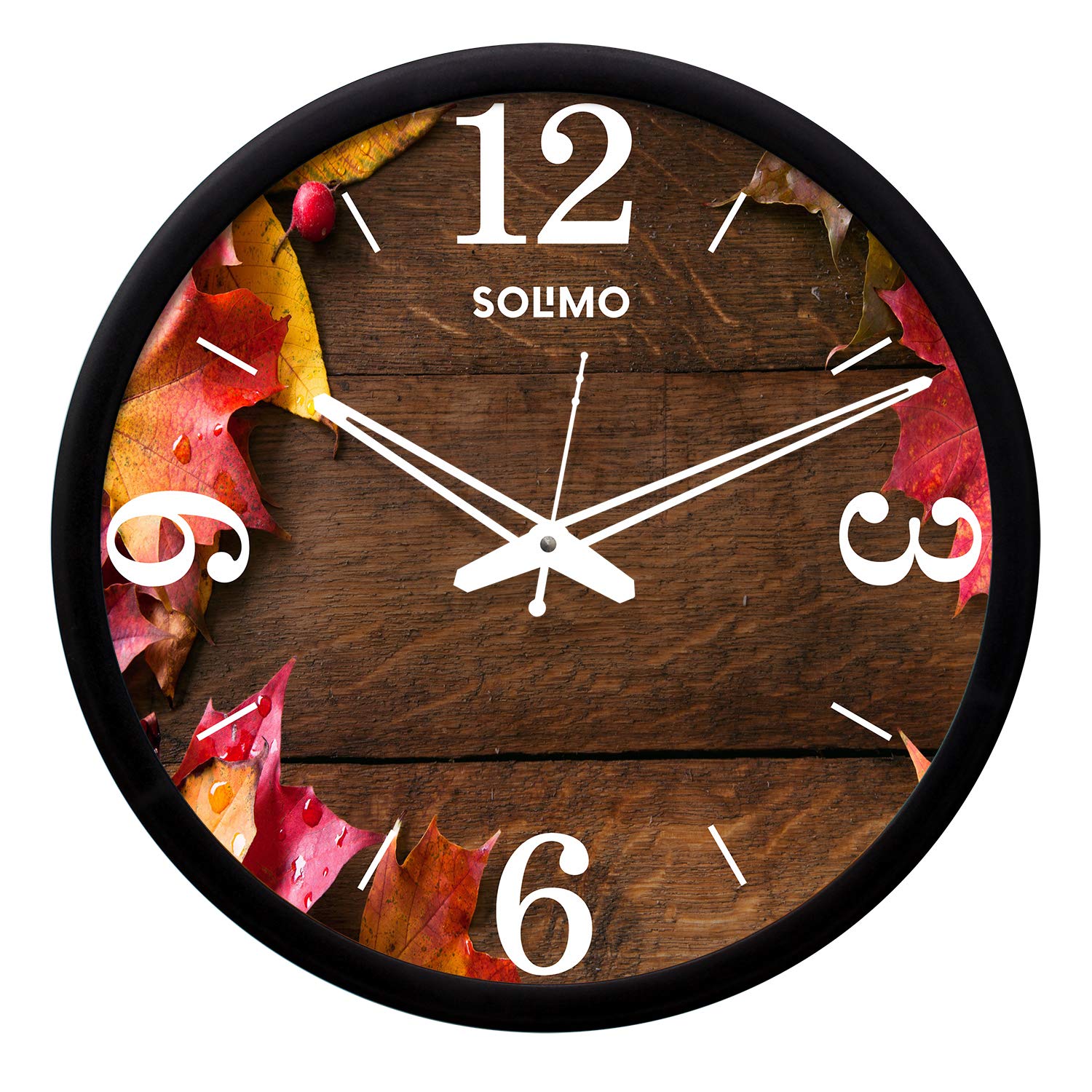 Amazon Brand - Solimo 12-inch Contemporary Plastic & Glass Wall Clock - Designer (Silent Movement, Black Frame)