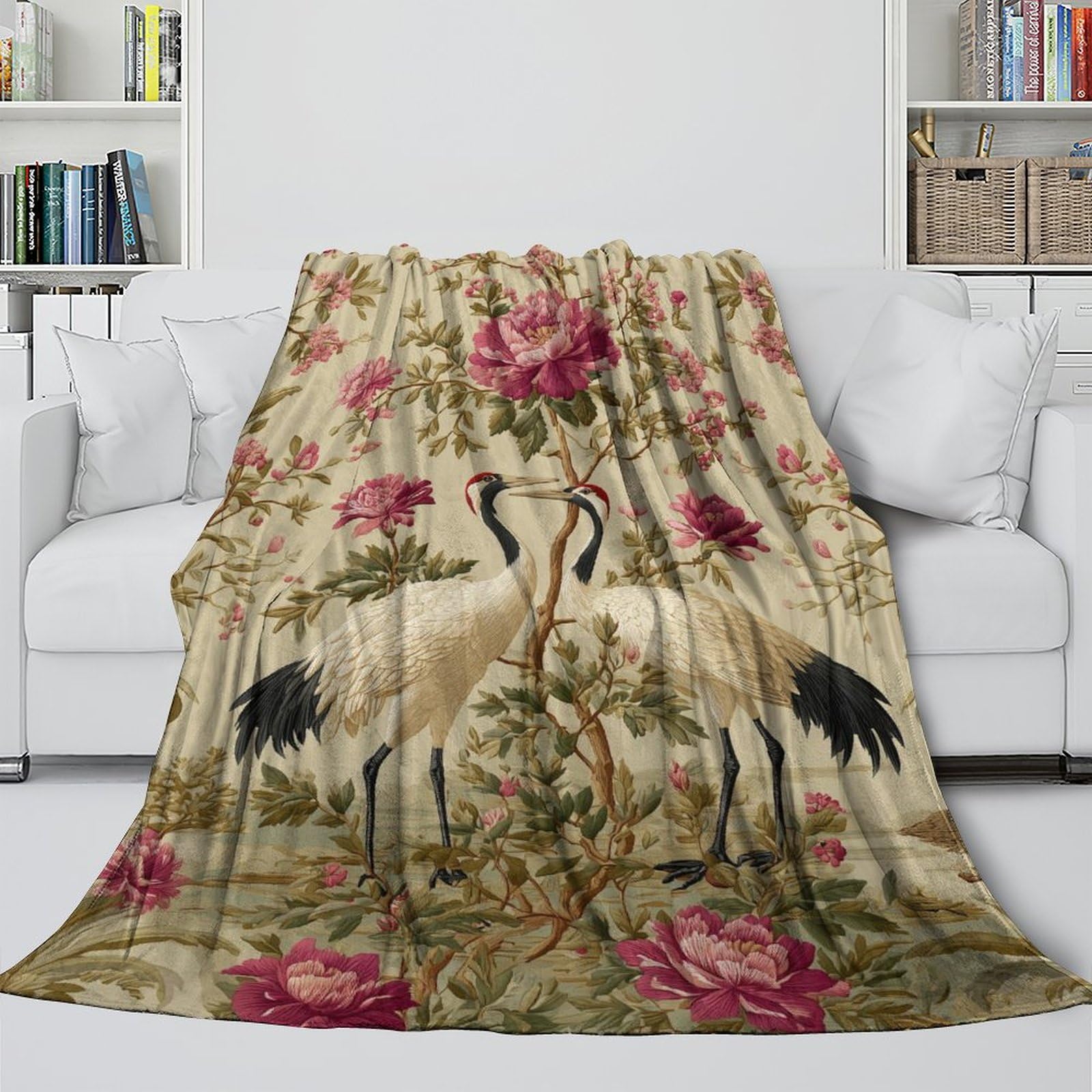 Flore et faune luxuriantes Ropa Cama Para Adolescente Estampada Manta De Felpa Cómoda Y Suave Y Esponjosa Adecuada Para Sofá Cama Sofá 80x90inch(200x230cm)